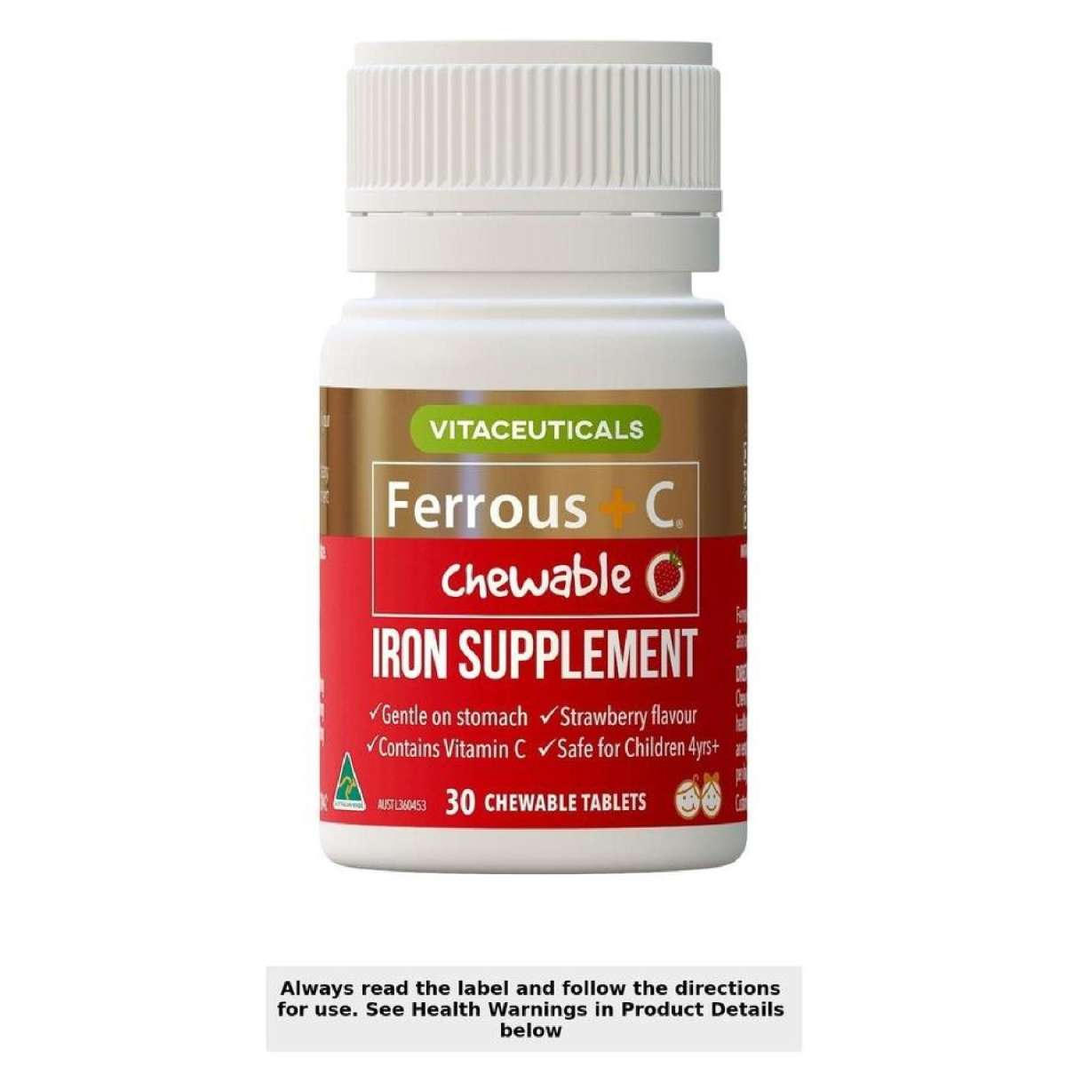 Ferrous + C Iron Supplement 30 Chewable Tablet