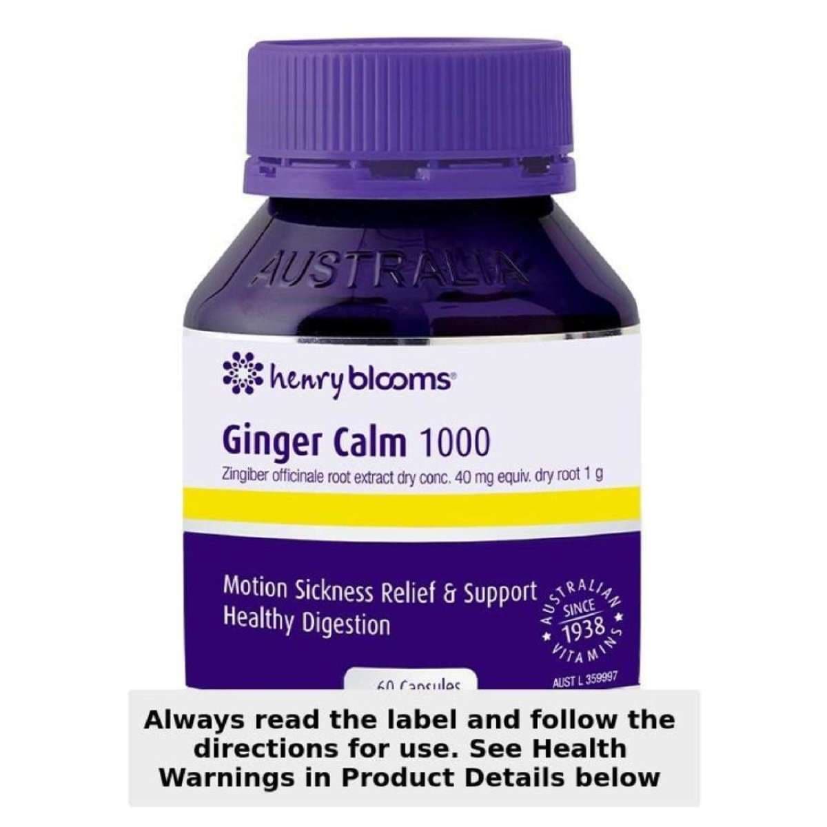 Henry Blooms Ginger Calm 1000mg 60 Capsules