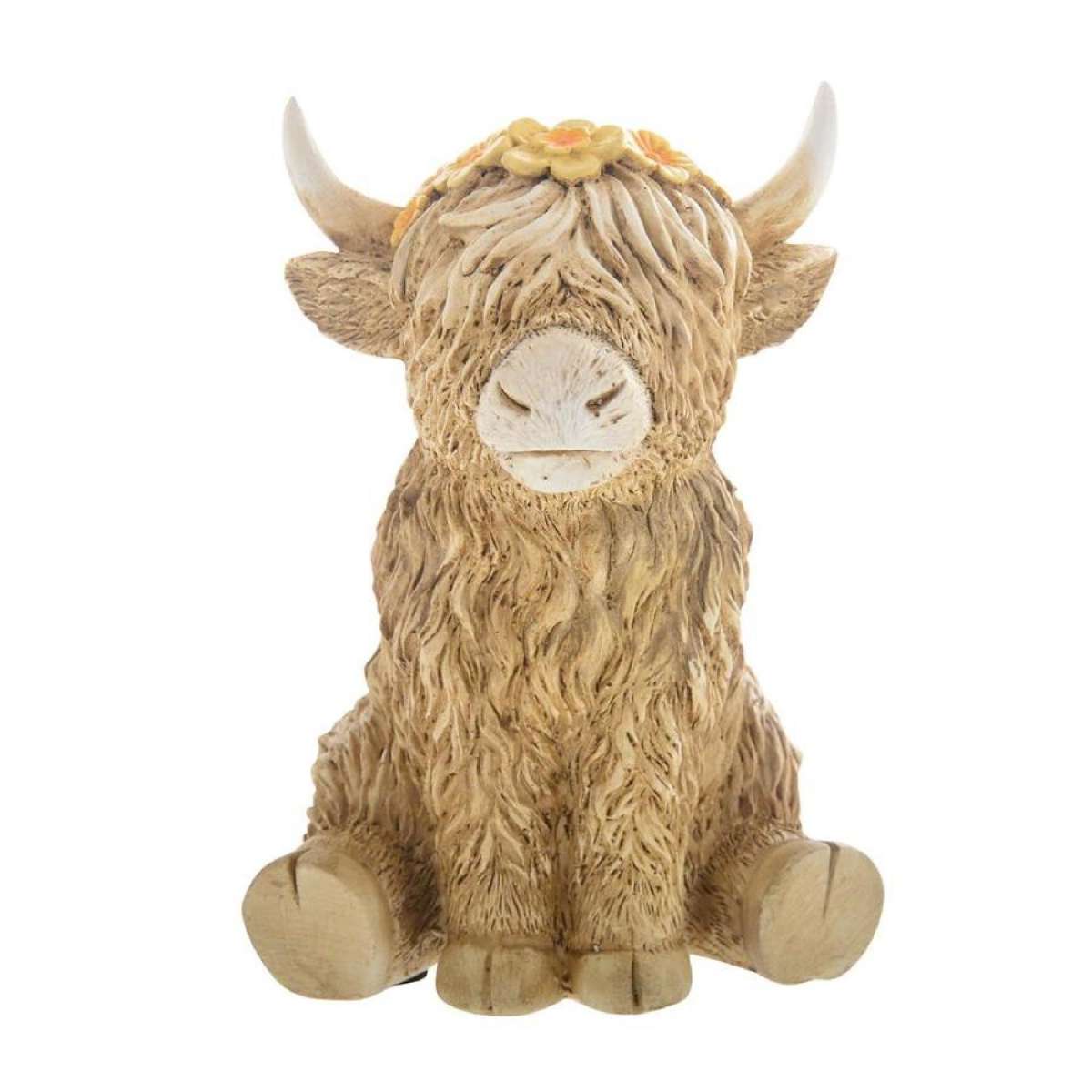 white ox tobacco price woolworths Gibson Gifts Flower Highland Cow Sitting Figurine Tabletop Home Decor Brown