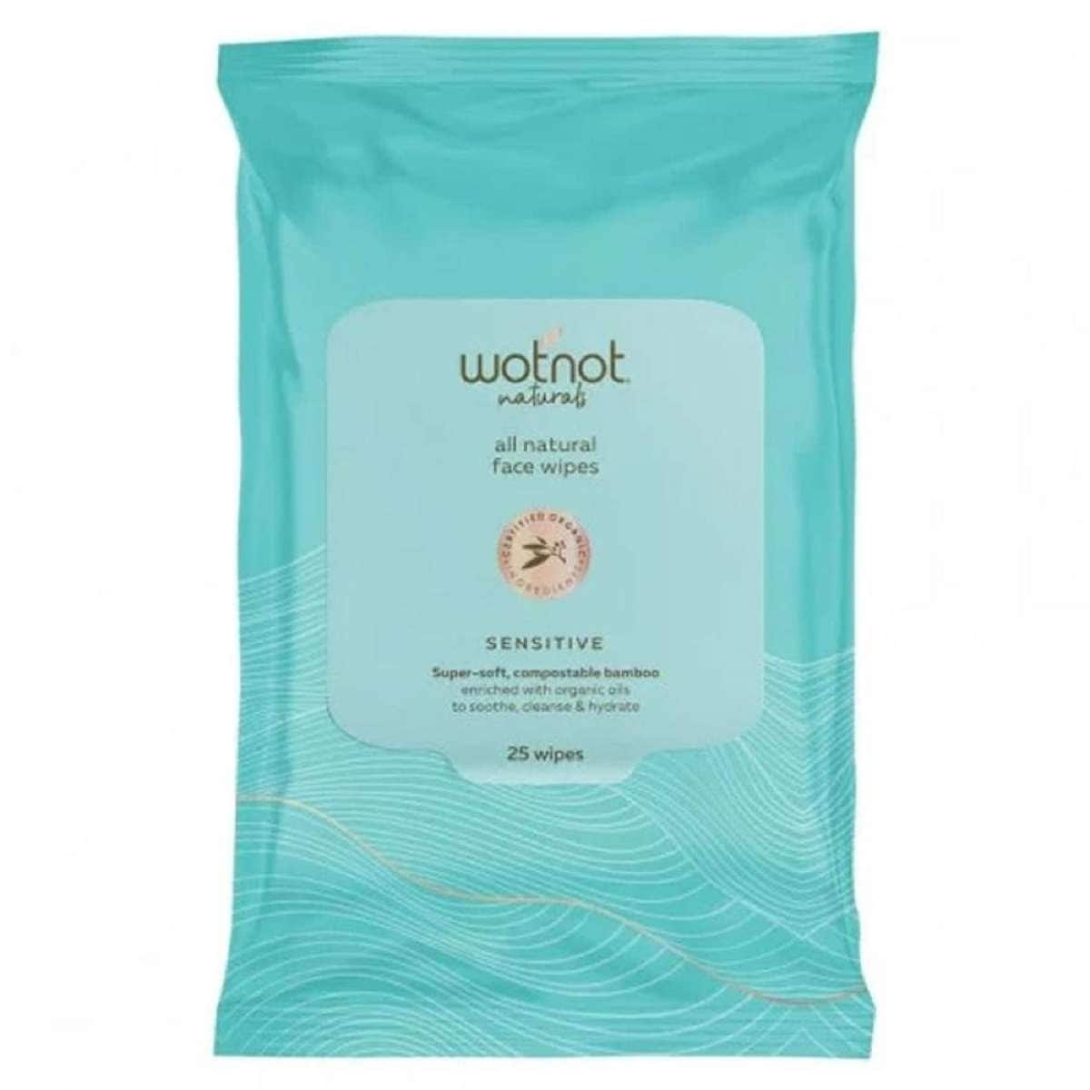 Wotnot Natural Sensitive Skin Face Wipes 25 Pack