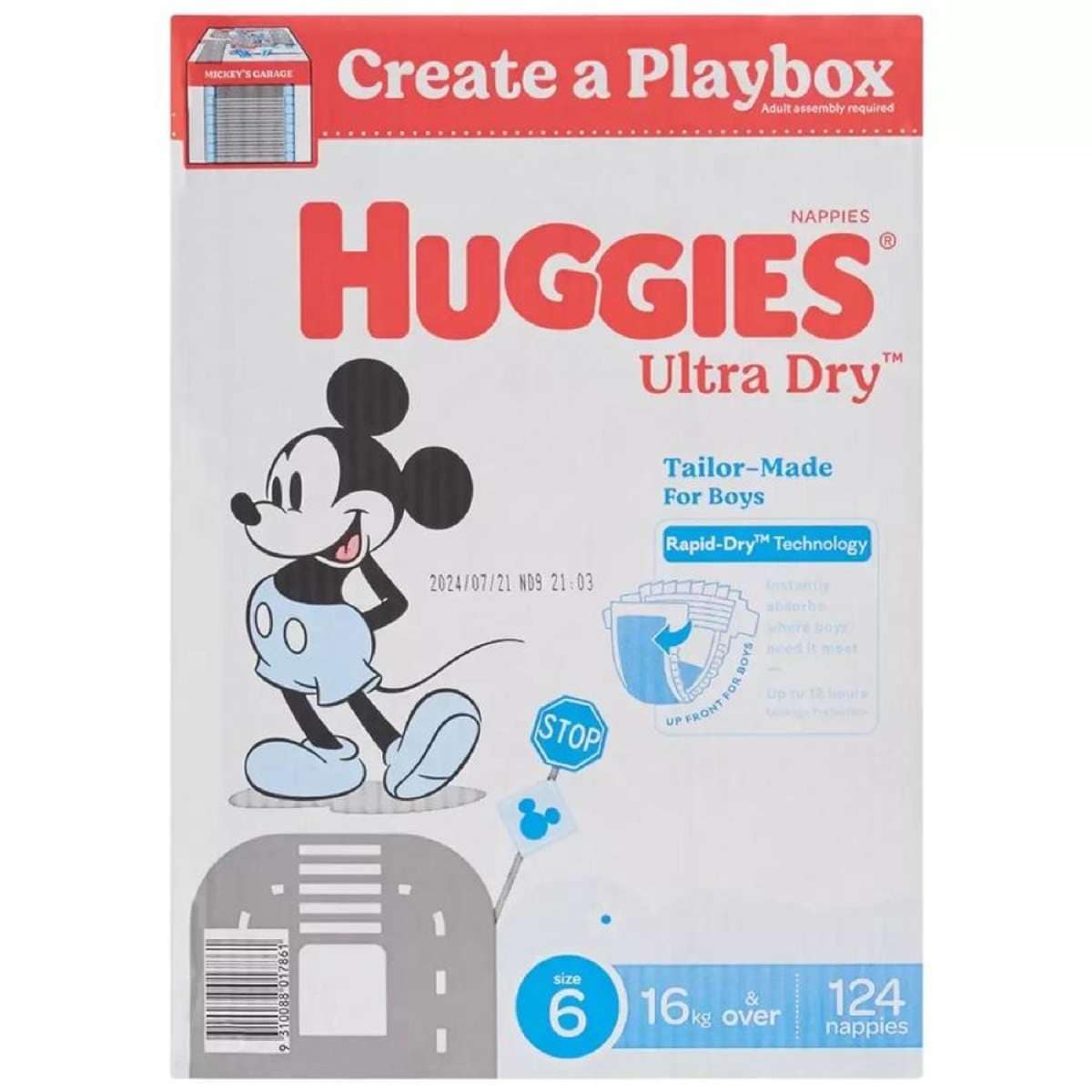 Huggies Boys Ultra Dry Nappies Size 6 Junior (16kg And Over) Carton of 124's