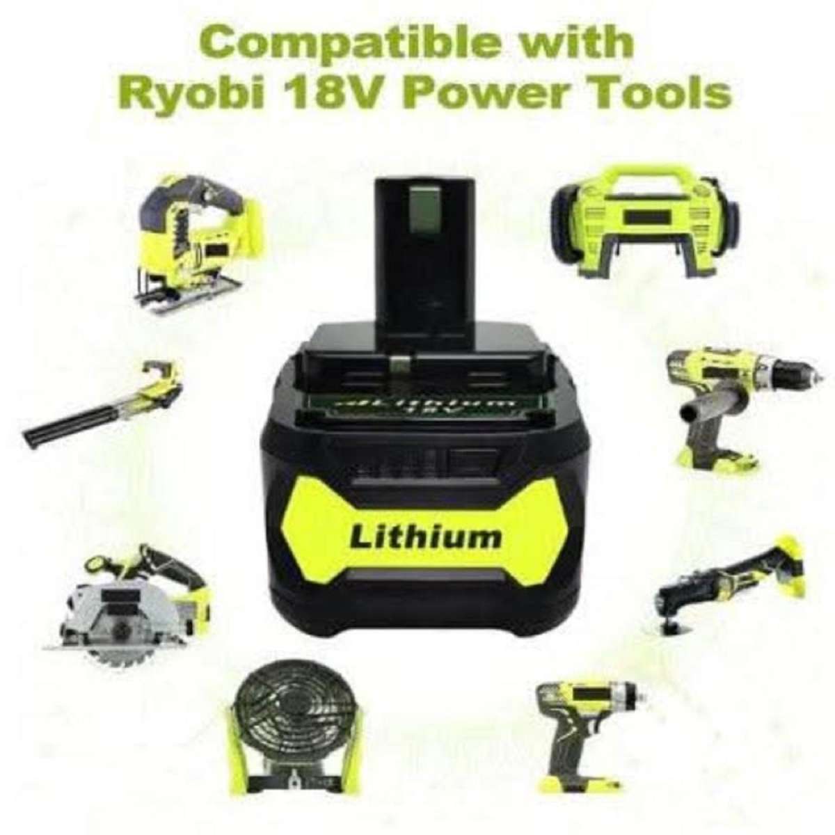 2-Pack 6.0Ah 18V Lithium Battery For Ryobi One+ P108 – 6000mAh, High Capacity