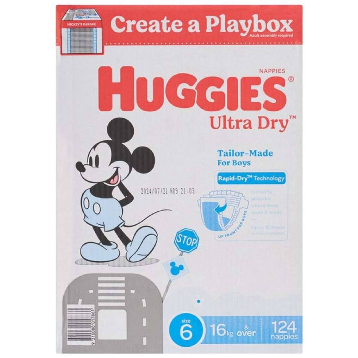 Huggies Boys' Ultra Dry Nappies Size 6 Junior (16kg And Over) 124 Nappies