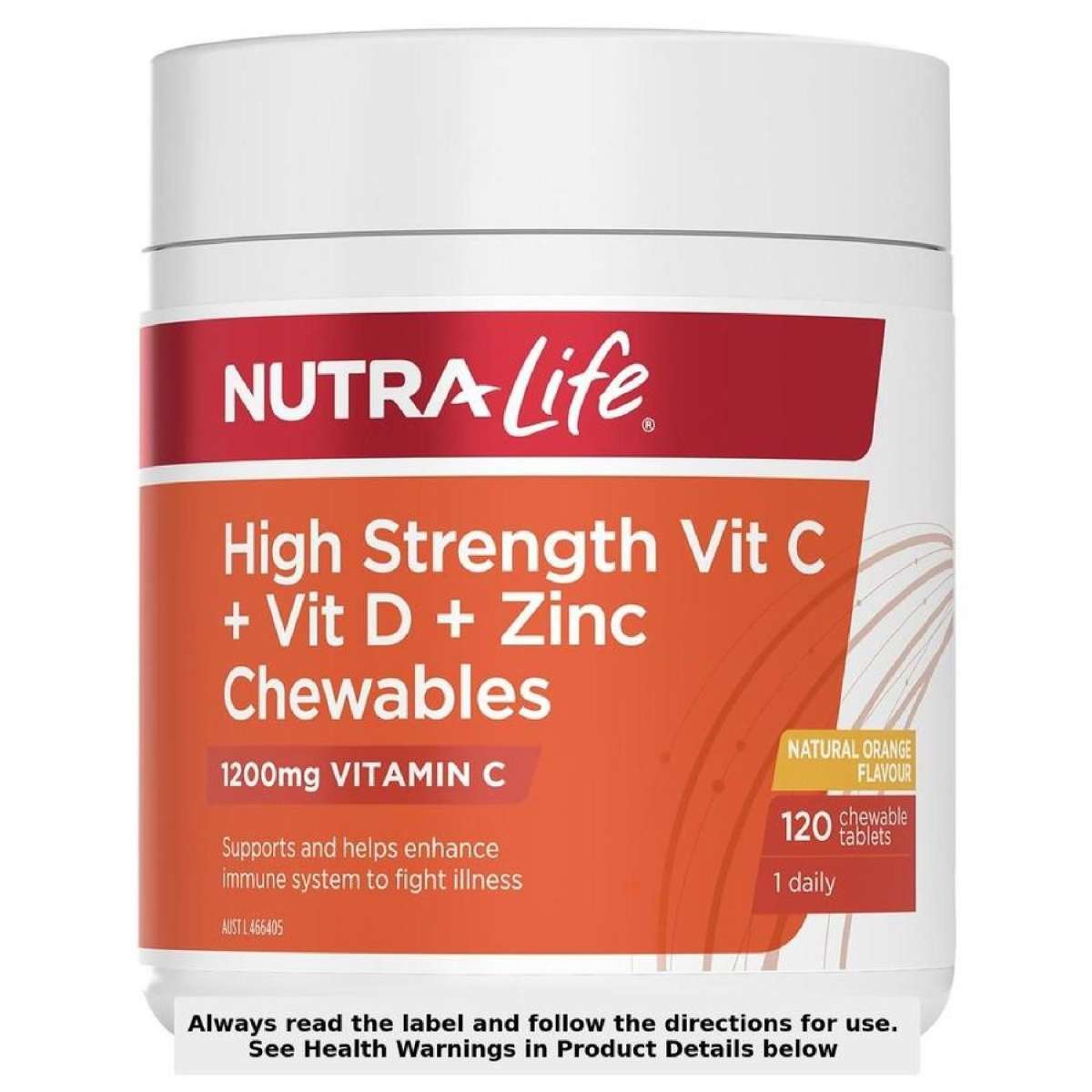 Nutra-Life High Strength Vitamin C + D + Zinc 120 Chewable Tablets