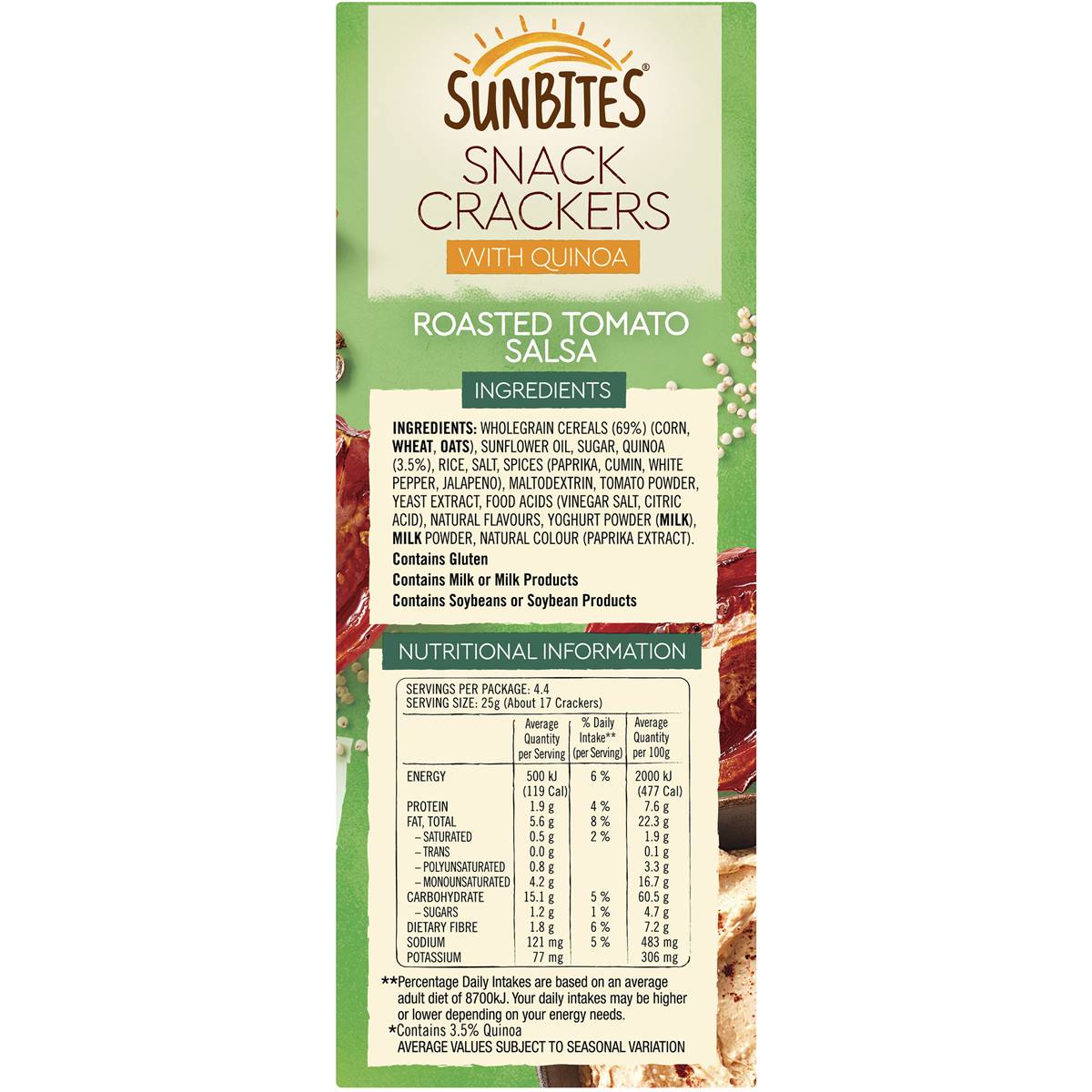 Sunbites Snack Crackers With Quinoa Roasted Tomato Salsa 110g Woolworths
