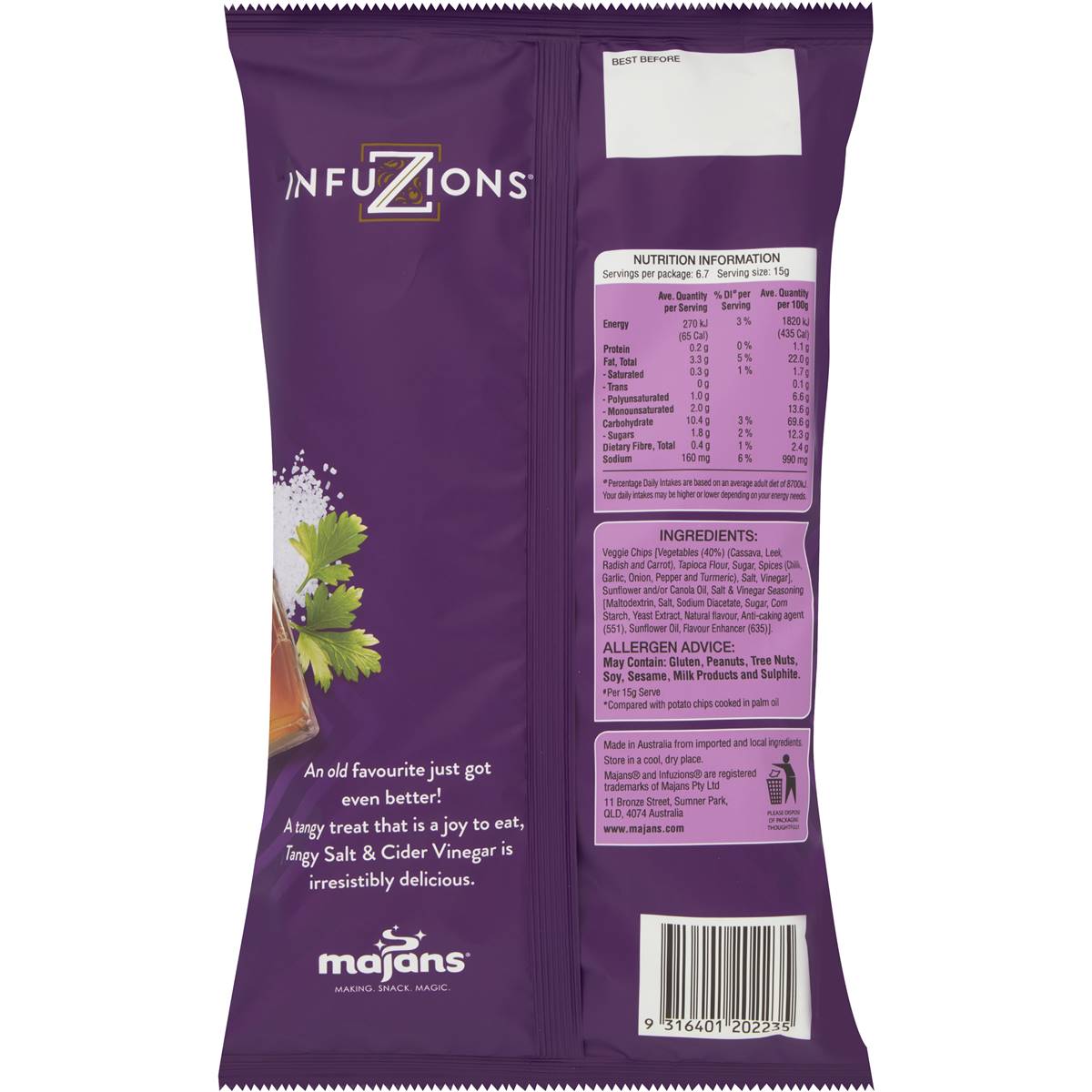 Infuzions Veggie Chips Salt & Cider 100g Woolworths