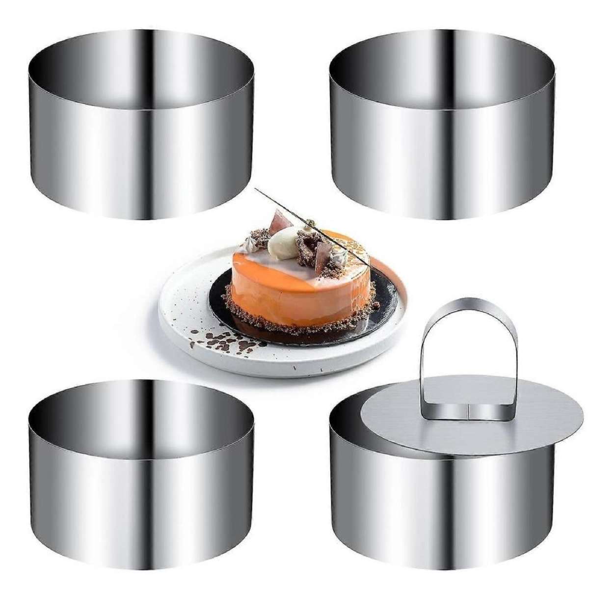 Crumpet Rings Set Of 4 - Round Stainless Steel Small Cake Rings Mousse ...