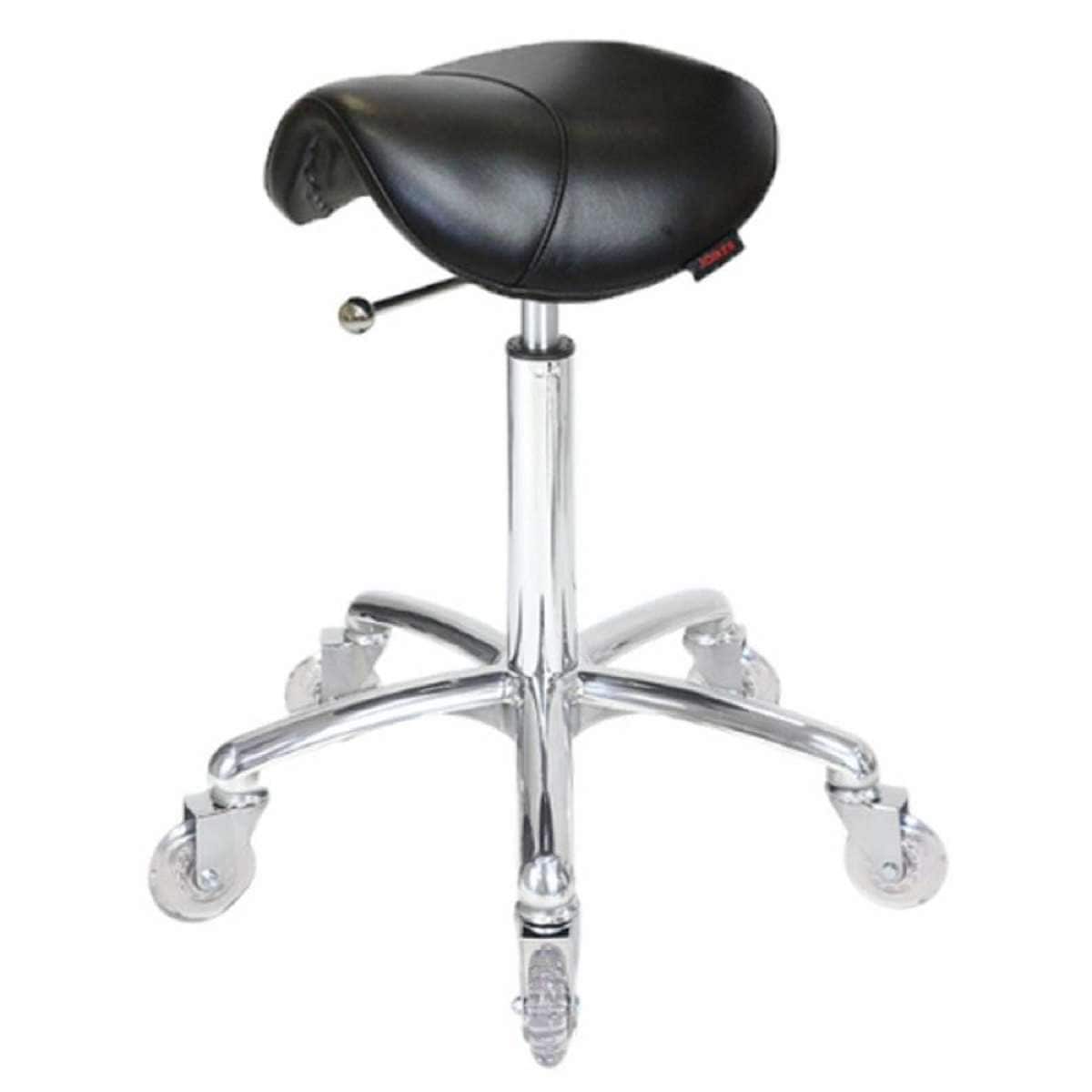Saddle Black Salon Stool - Chrome Base