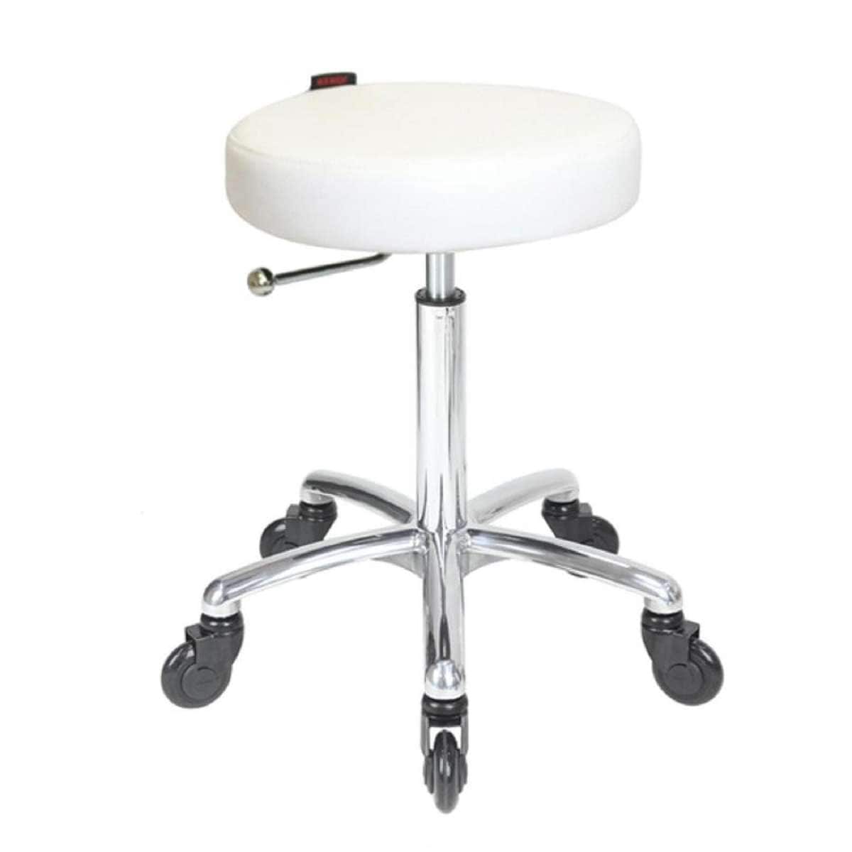 Turbo White Salon Stool - Chrome Base - Click'n Clean Castor Wheels