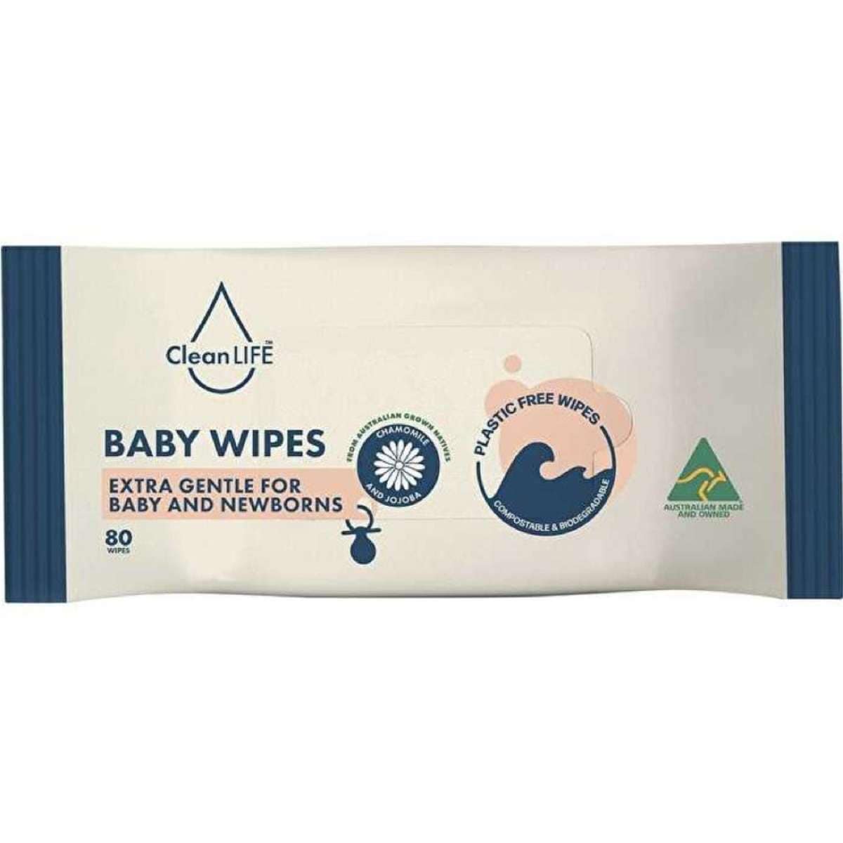 Cleanlife Plastic Free Wipes Extra Gentle for Baby and Newborns 80pk