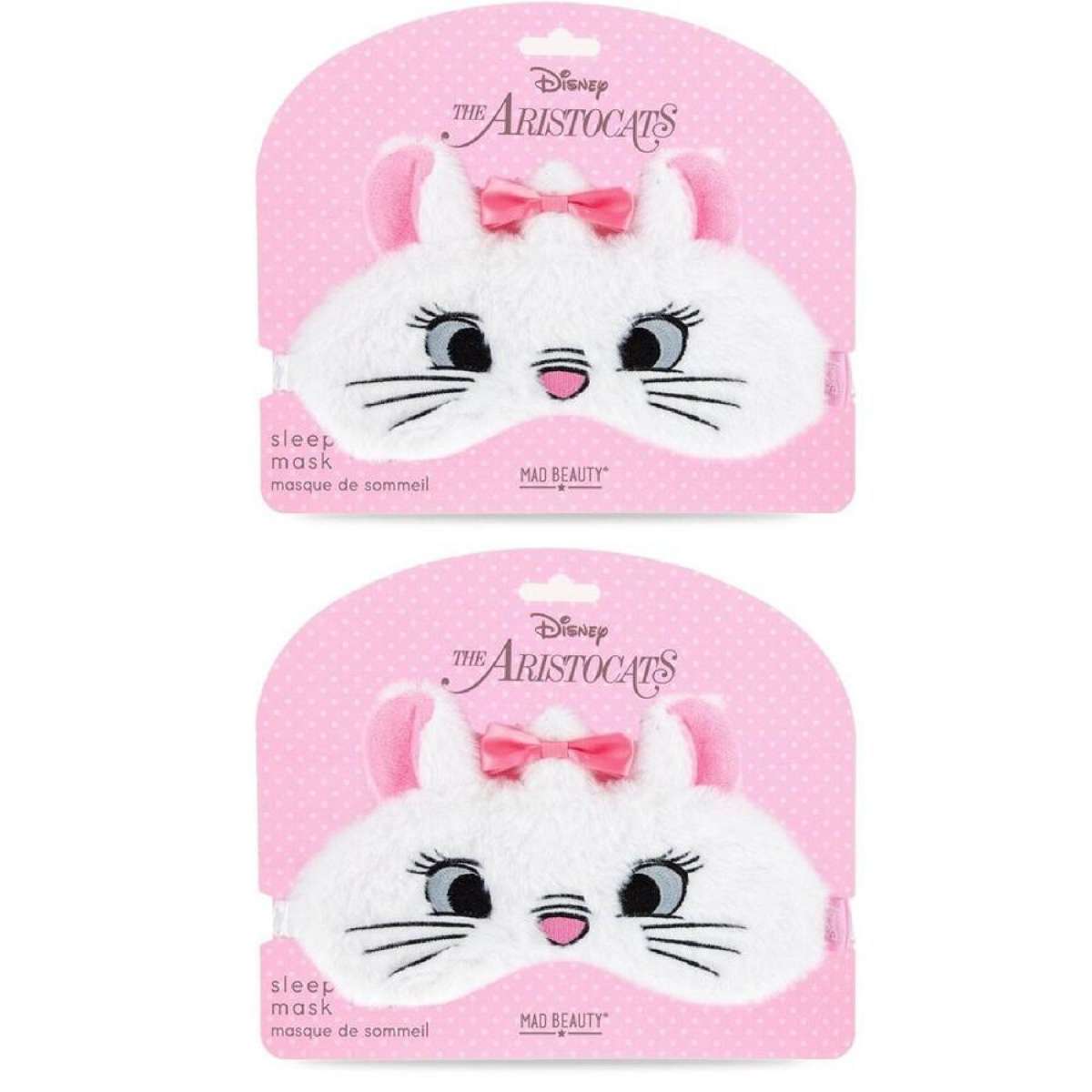 2PK Disney The Aristocats Marie Soft Plush Sleep Face Mask White & Pink