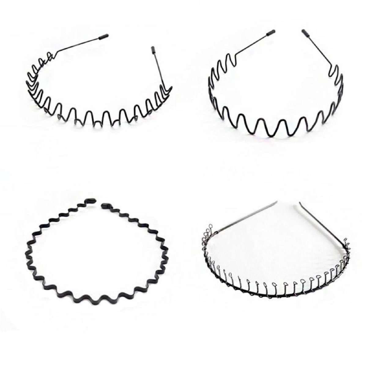 Nevenka 4 Pack Hair Band Metal Wavy Headband for Washing Face Sports-C