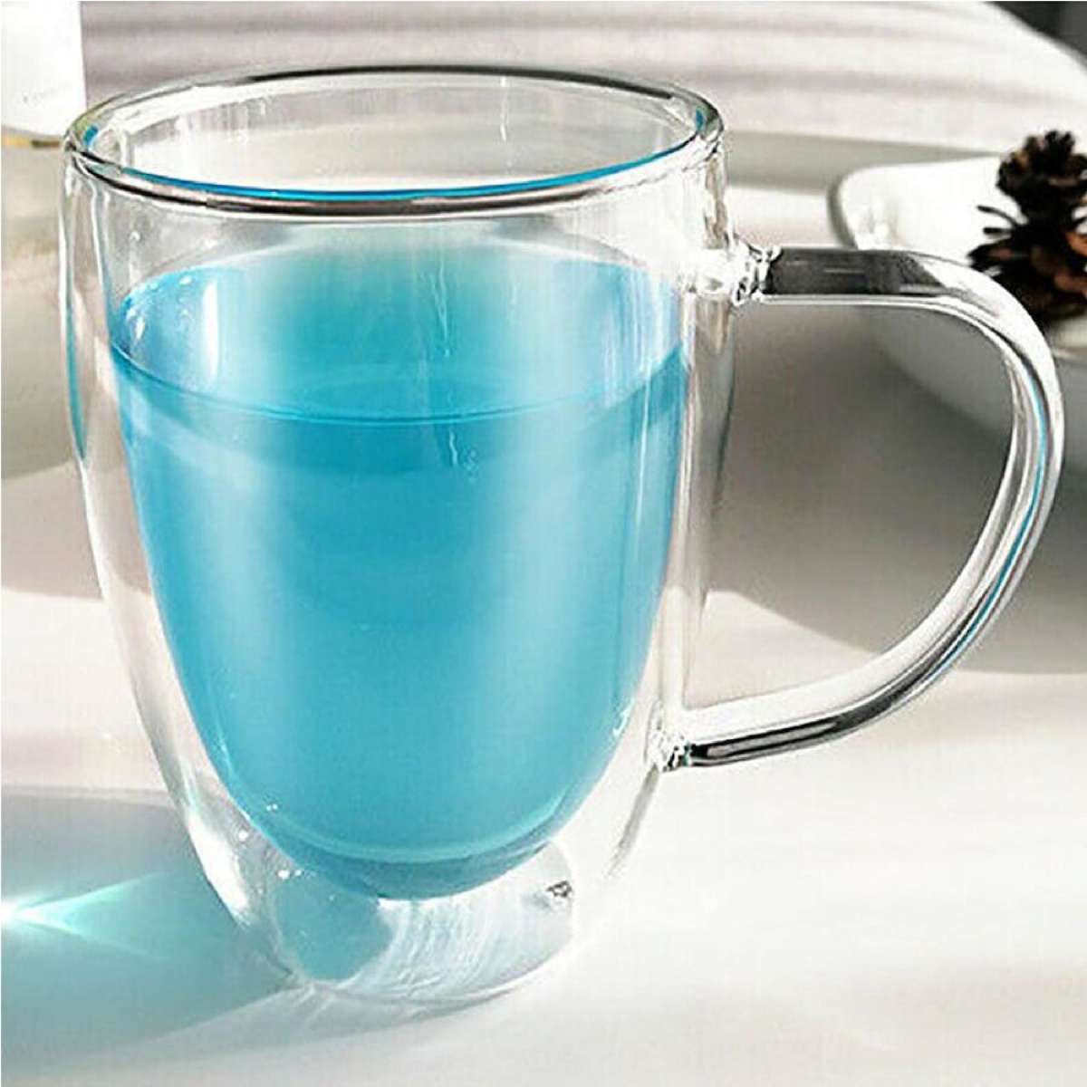 Double Wall Glass Tea Coffee Cup Thick Heat Resistant Clear Glass Mug 450ml  | Woolworths