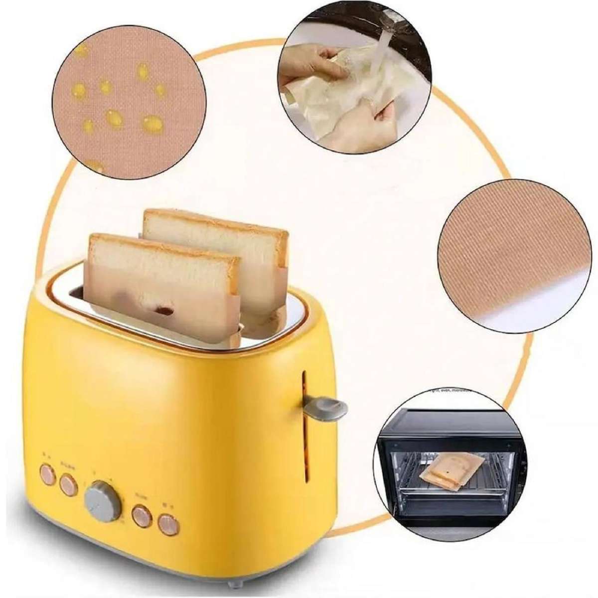 Witspace 5 Pack Non Stick Toaster Sandwich Bags Reusable And Heat Resistant Easy Clean,Washable