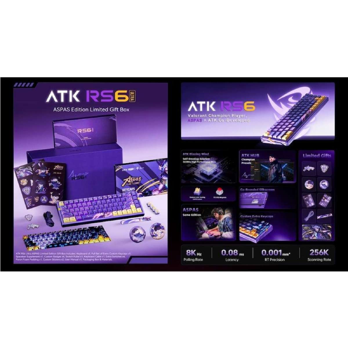ATK RS6 Aluminum Wired Magnetic Hall Effect Keyboard Gateron Jade 