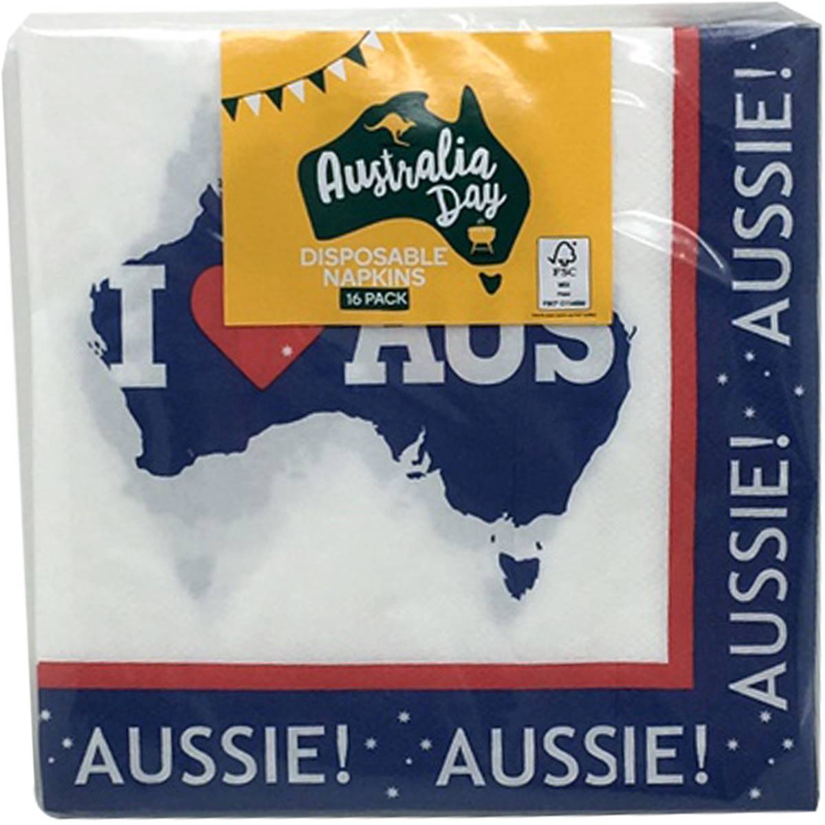 Australia Day Disposable Napkins 16 Pack Woolworths