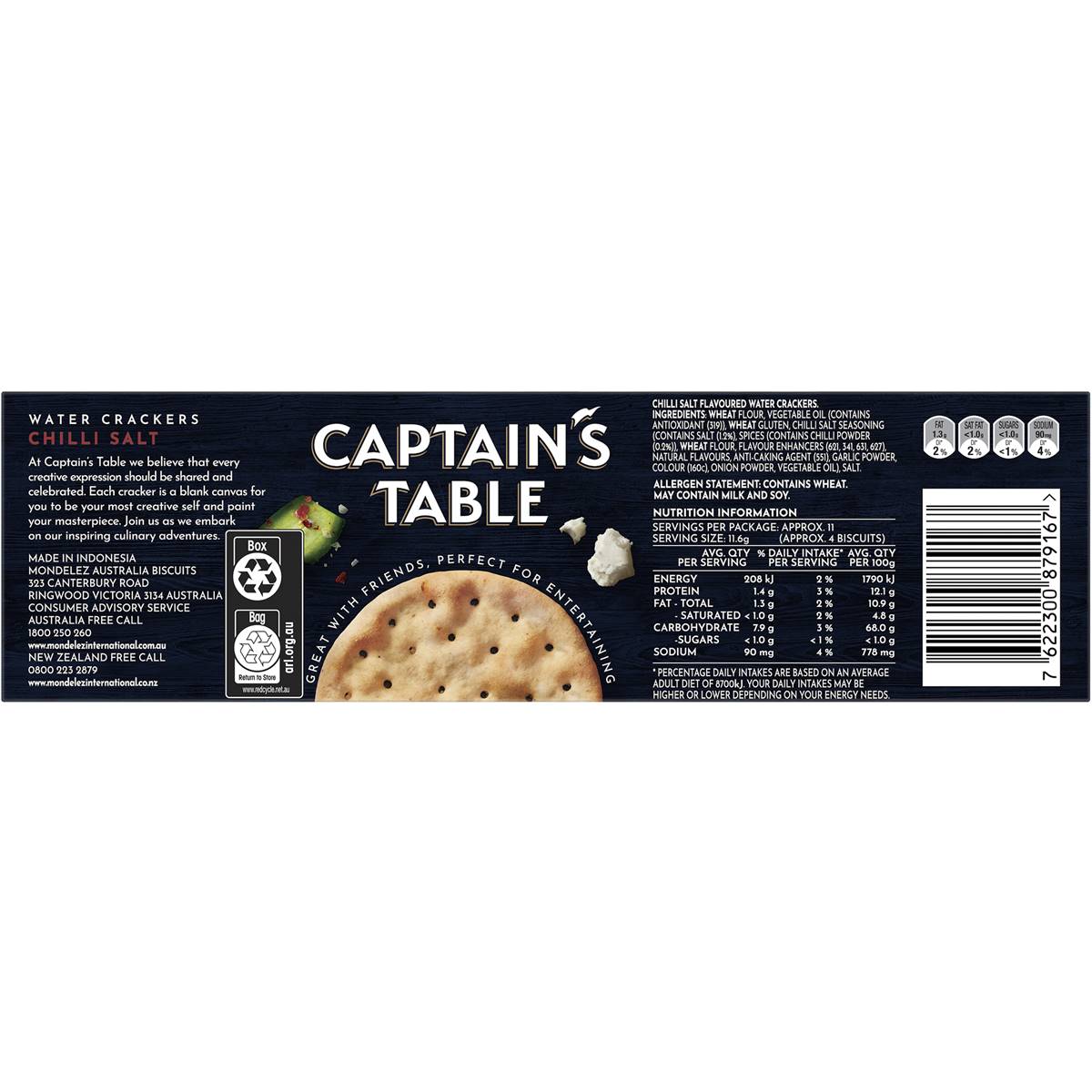 Captain's Table Water Crackers Chilli Salt 125g Woolworths