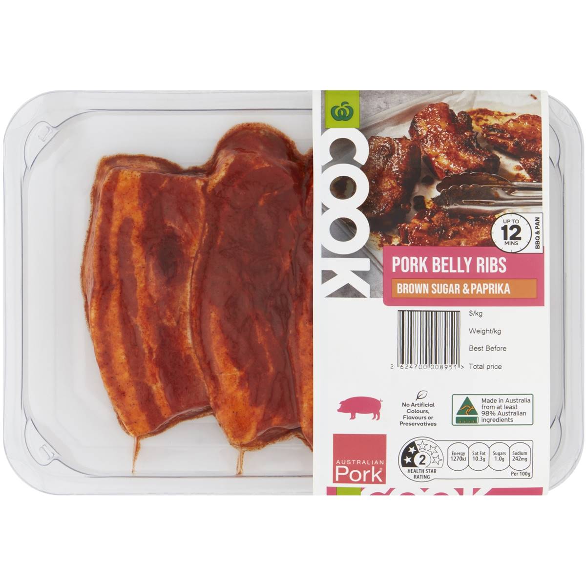 Woolworths Cook Pork Belly Ribs Brown Sugar & Paprika 320g 420g
