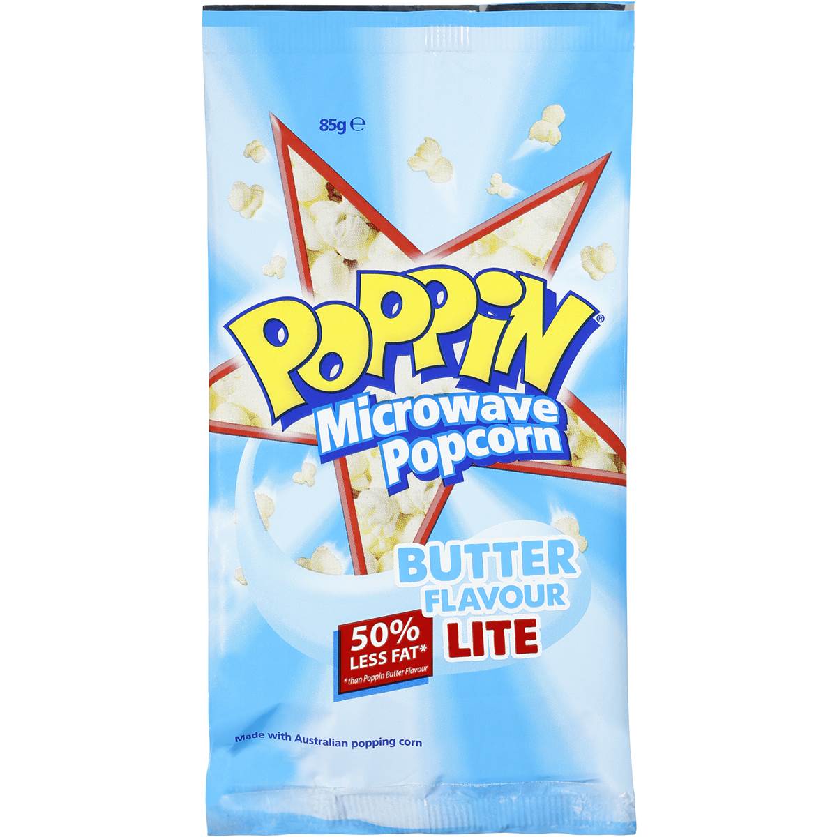 Poppin Microwave Popcorn Lite Butter Flavour 85g Woolworths