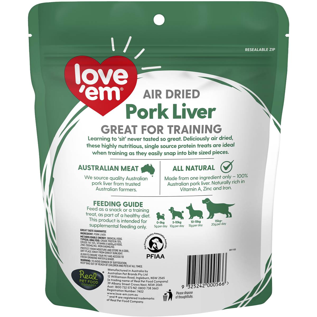 Love 'em Dog Treats Pork Liver 200g Woolworths