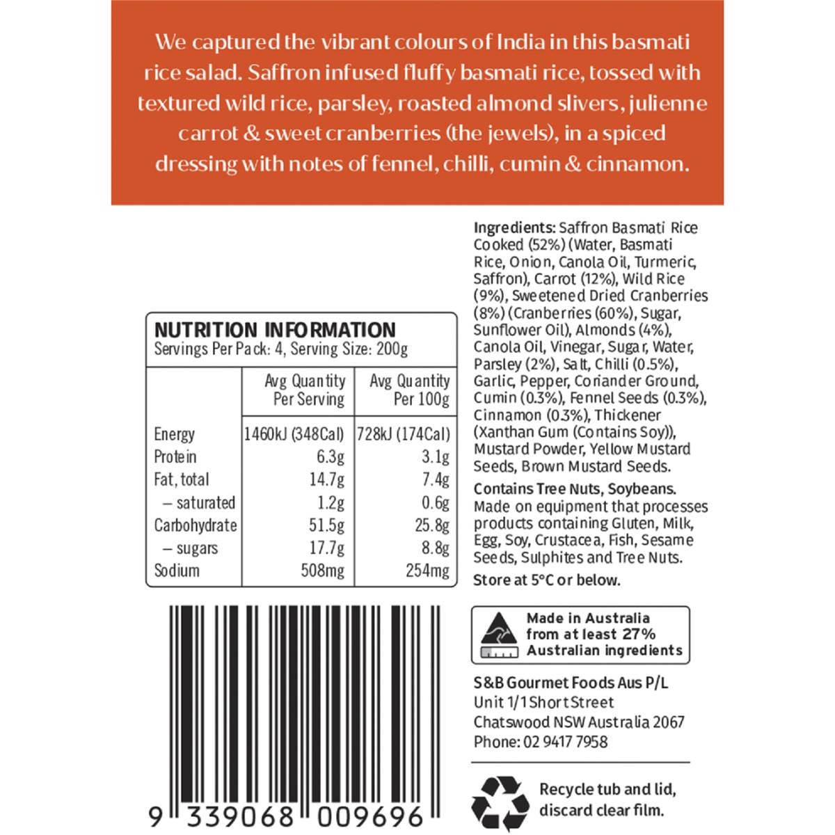 The Salad Servers Jewelled Saffron Rice 800g Woolworths