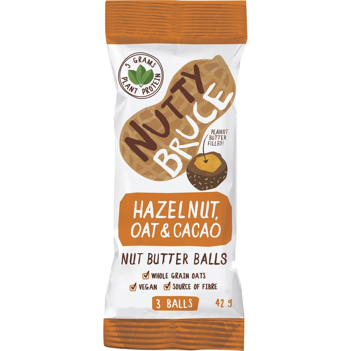 Nutty Bruce Hazelnut, Oat & Cacao Nut Butter Balls 42g Woolworths