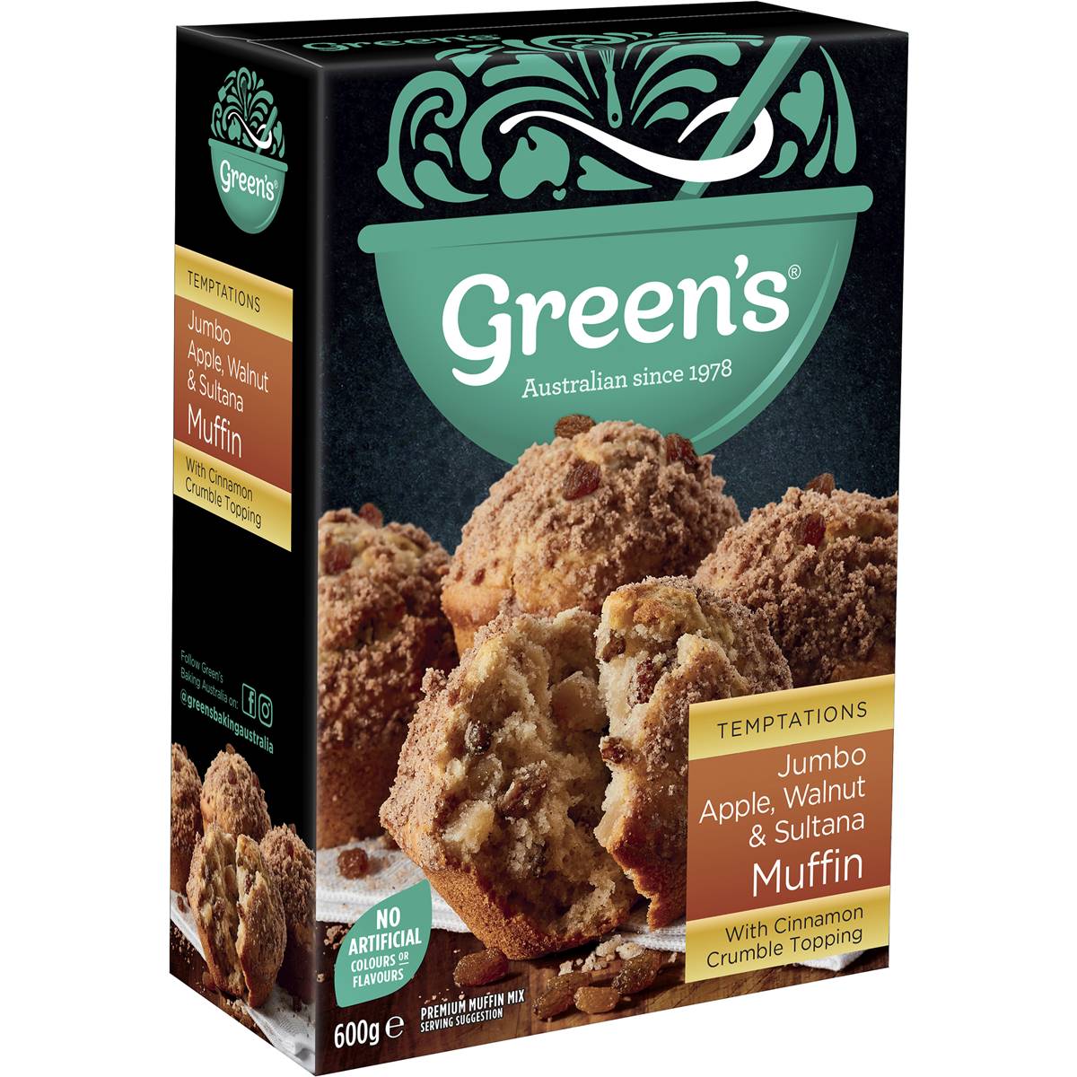 Green's Jumbo Apple, Walnut & Sultana Muffin 600g Woolworths