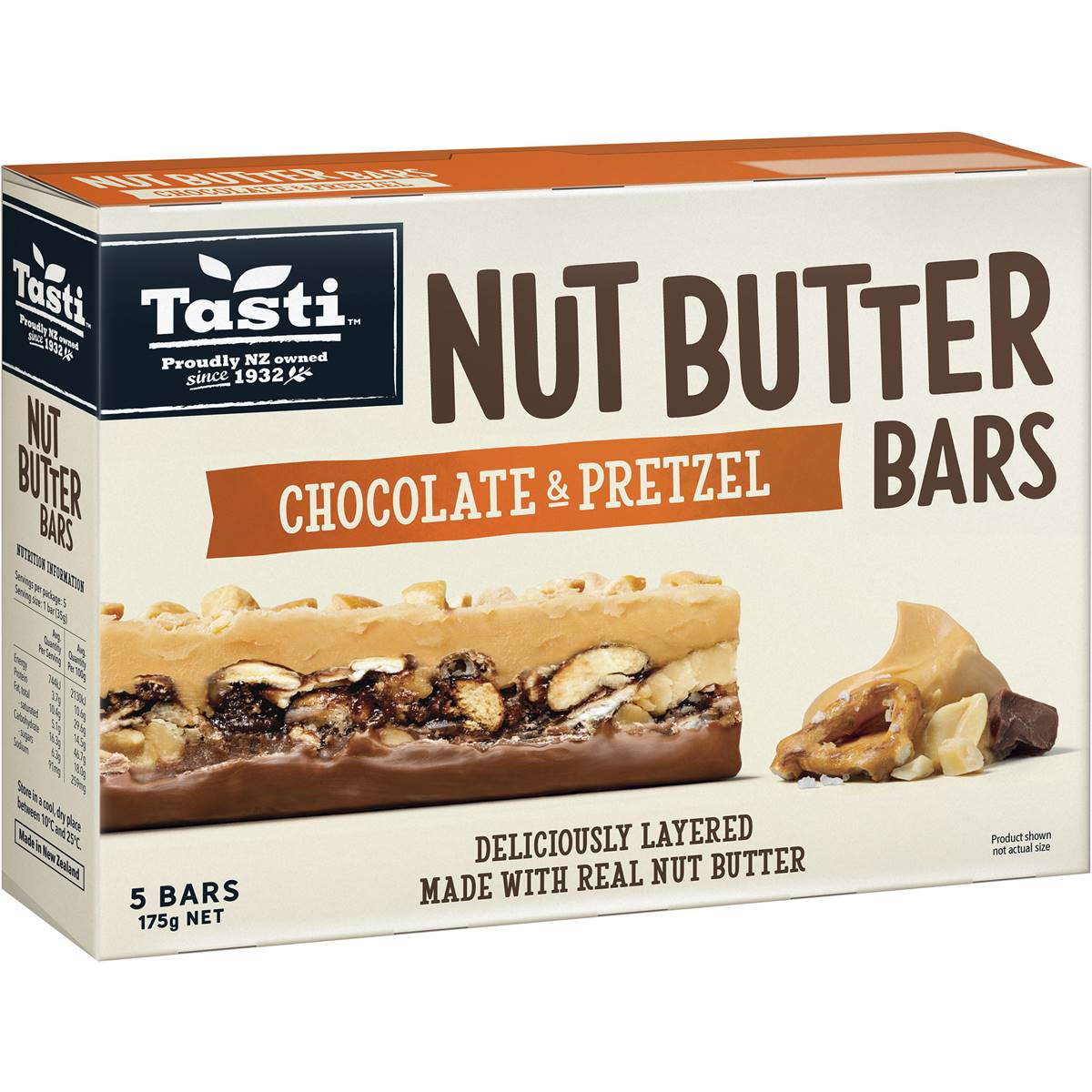 Tasti Nut Butter Bars Chocolate & Pretzel 5 Pack Woolworths