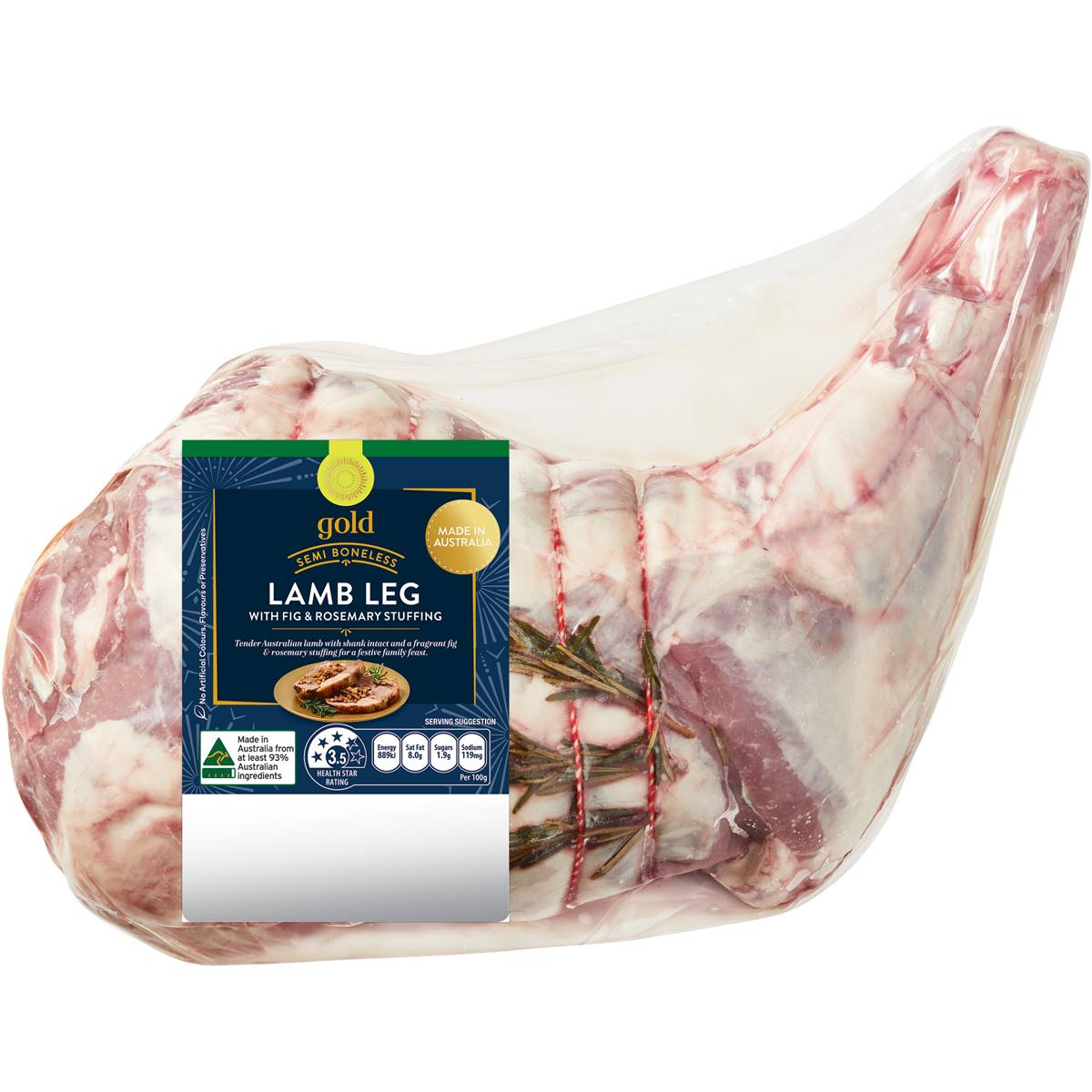 Woolworths Gold Semi Boneless Lamb Leg With Fig & Rosemary Stuffing 1