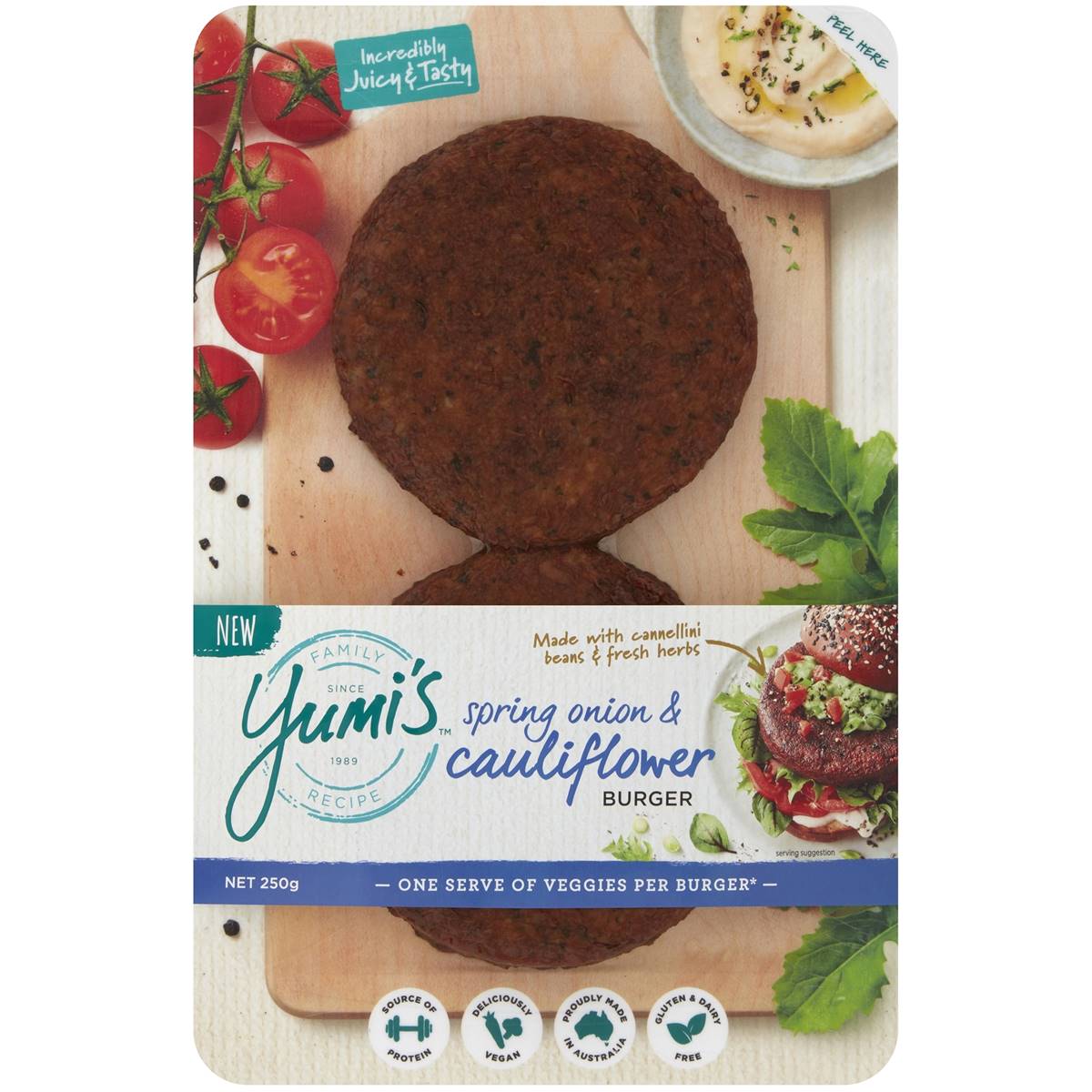 Yumi's Spring Onion & Cauliflower Burger 250g Woolworths