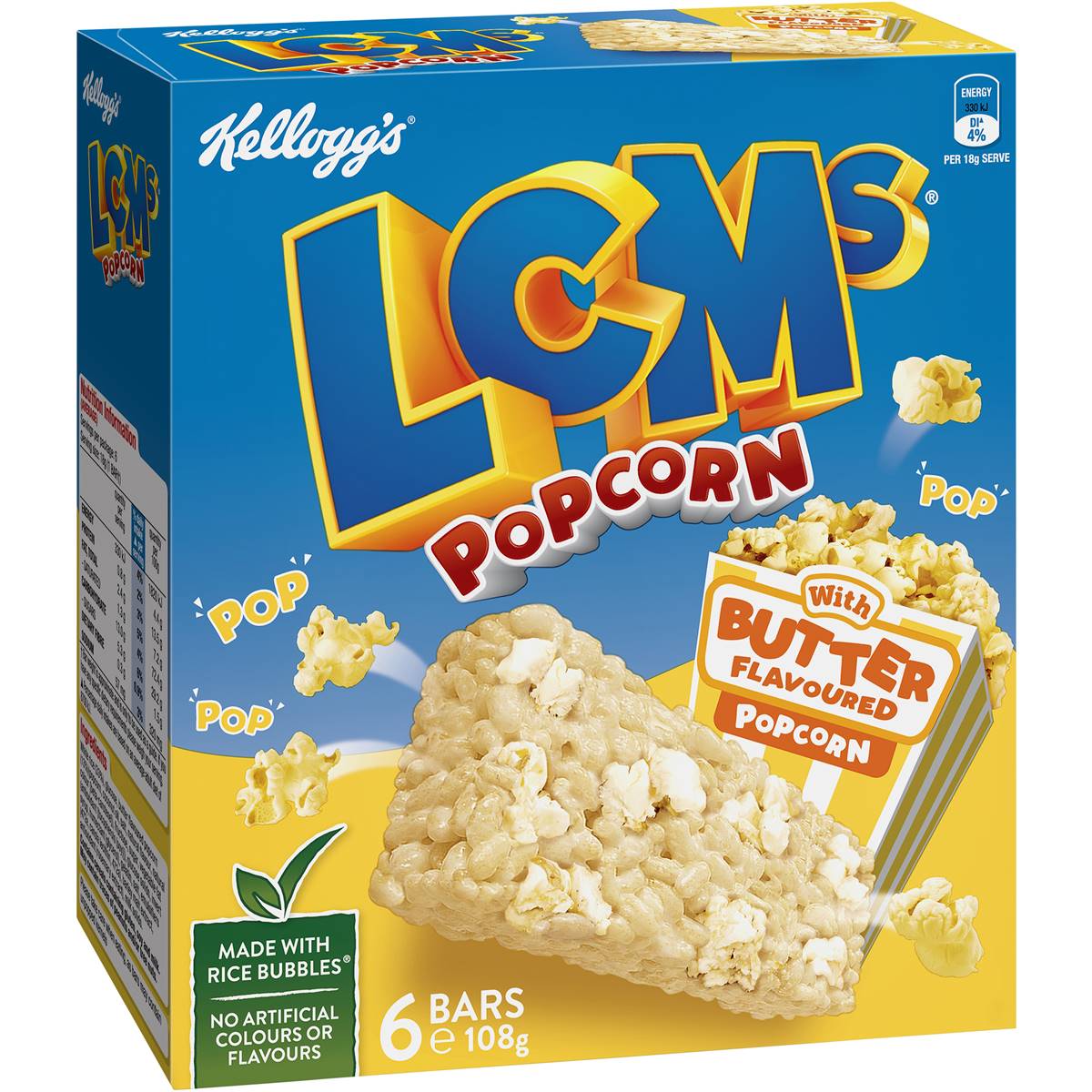 Kellogg's Lcms Butter Flavoured Popcorn Snack Bars 6 Pack Woolworths