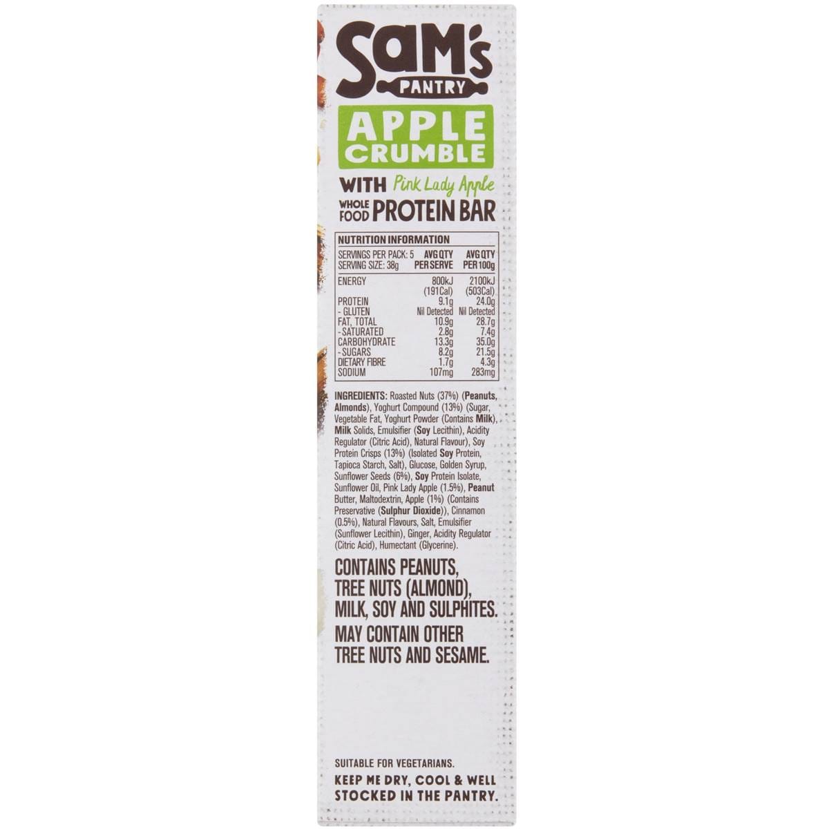 Sam's Pantry Apple Crumble Protein Bar 5 Pack Woolworths