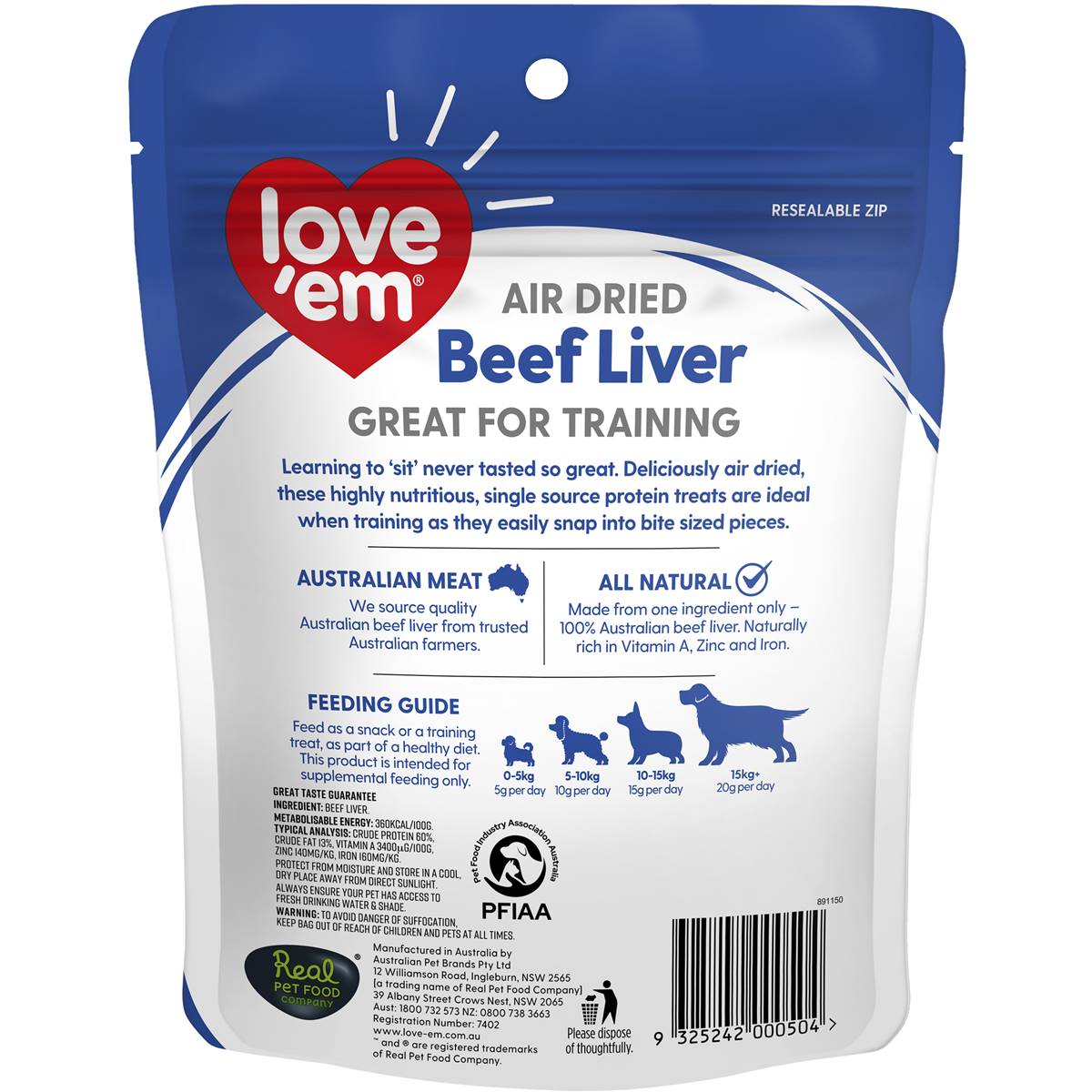 Love 'em Dog Treats Beef Liver 90g Woolworths