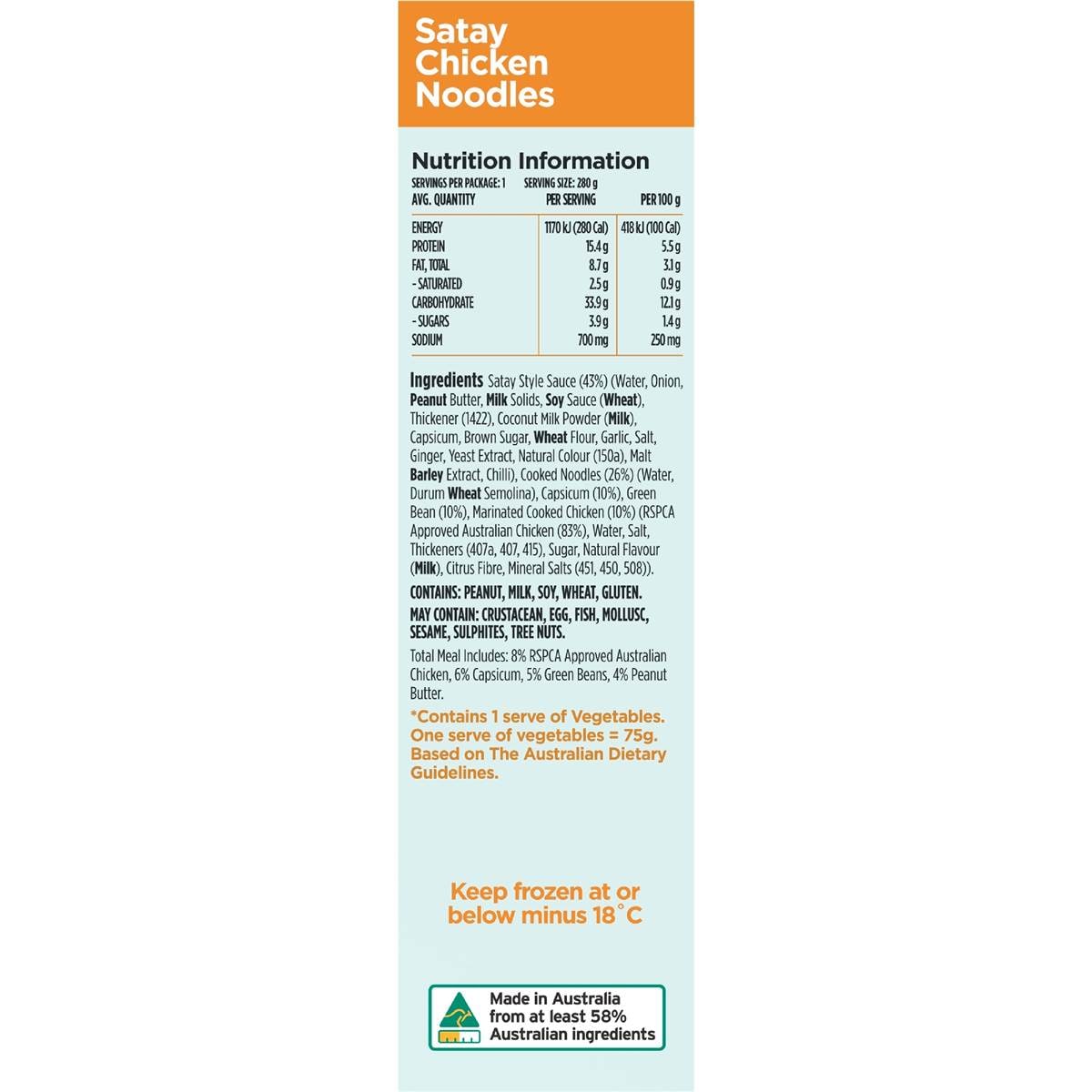 Lean Cuisine Satay Chicken Noodles Frozen Meal 280g Woolworths