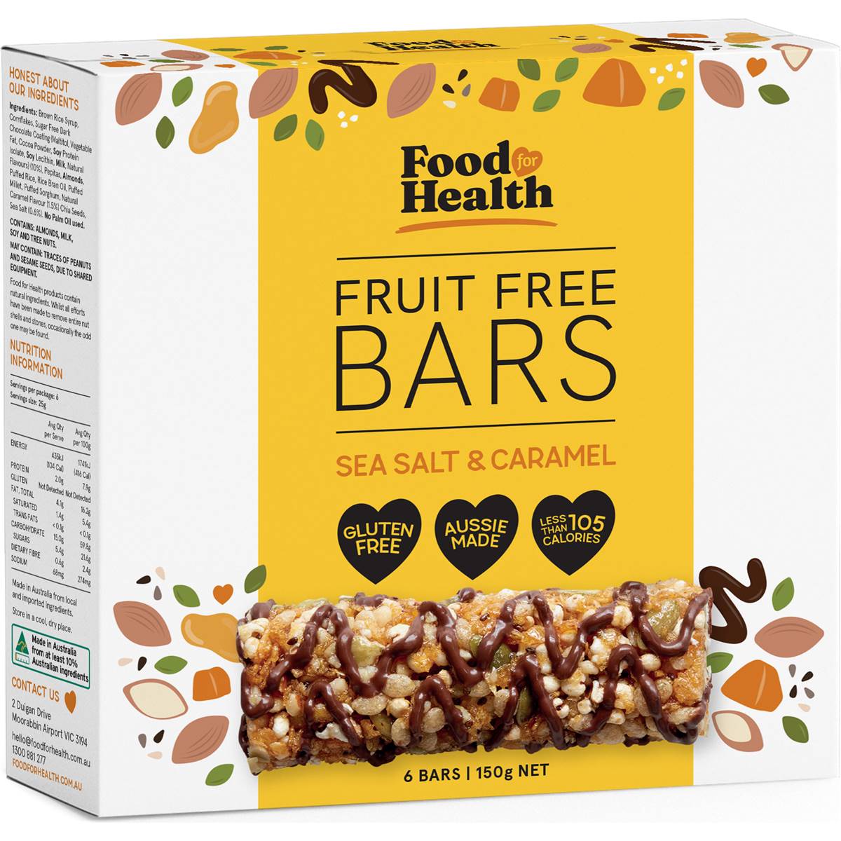 Food For Health Fruit Free Bars With Sea Salt & Caramel