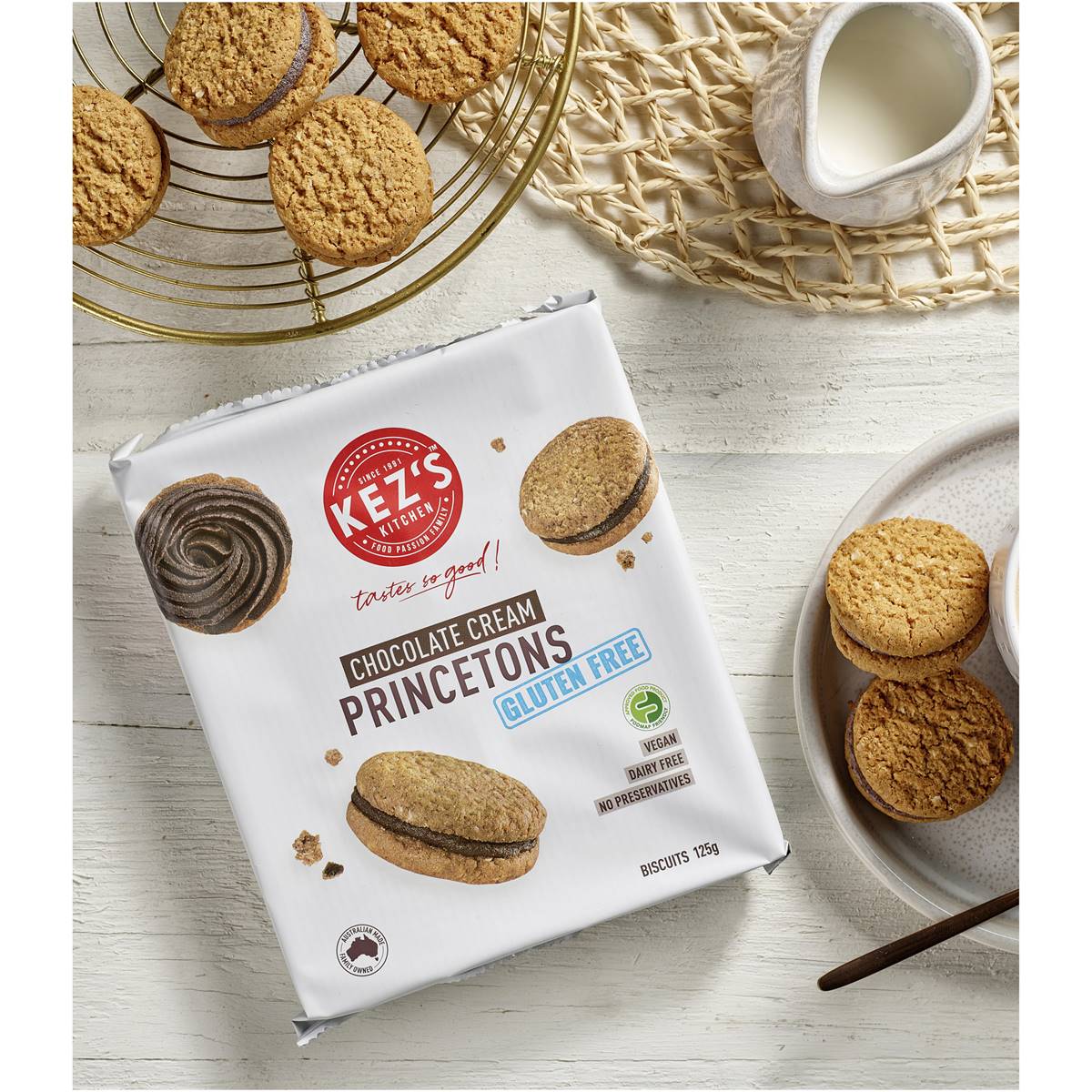 Kez's Kitchen Gluten Free Chocolate Cream Princetons 125g Woolworths