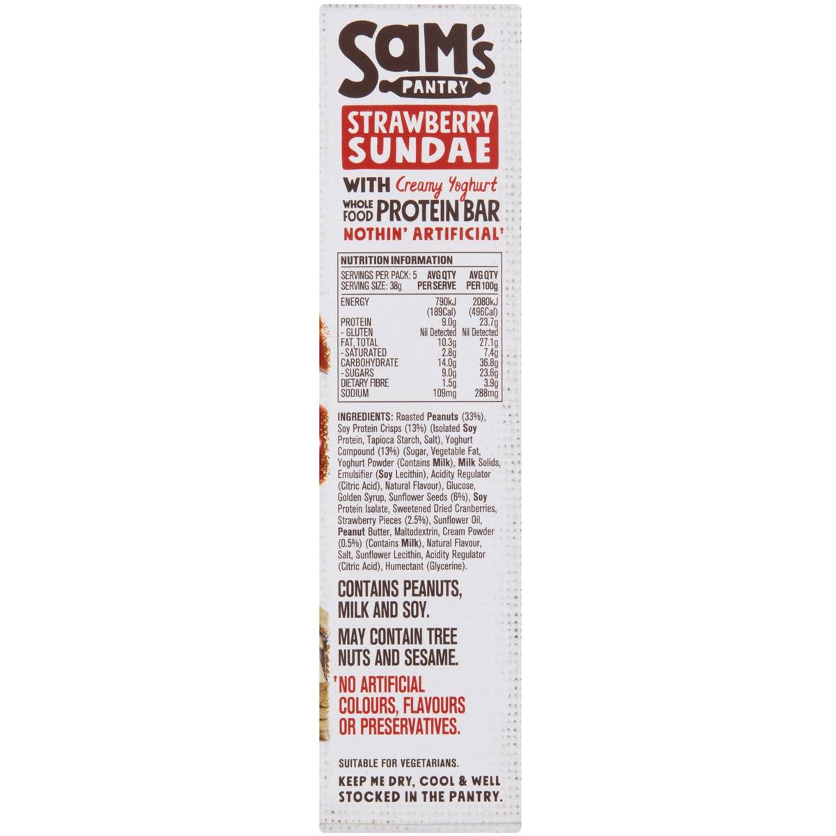 Sam's Pantry Strawberry Sundae Protein Bar 5 Pack Woolworths