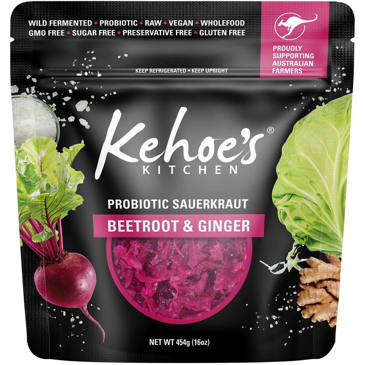 Kehoe's Beetroot & Ginger Sauerkraut 454g Woolworths