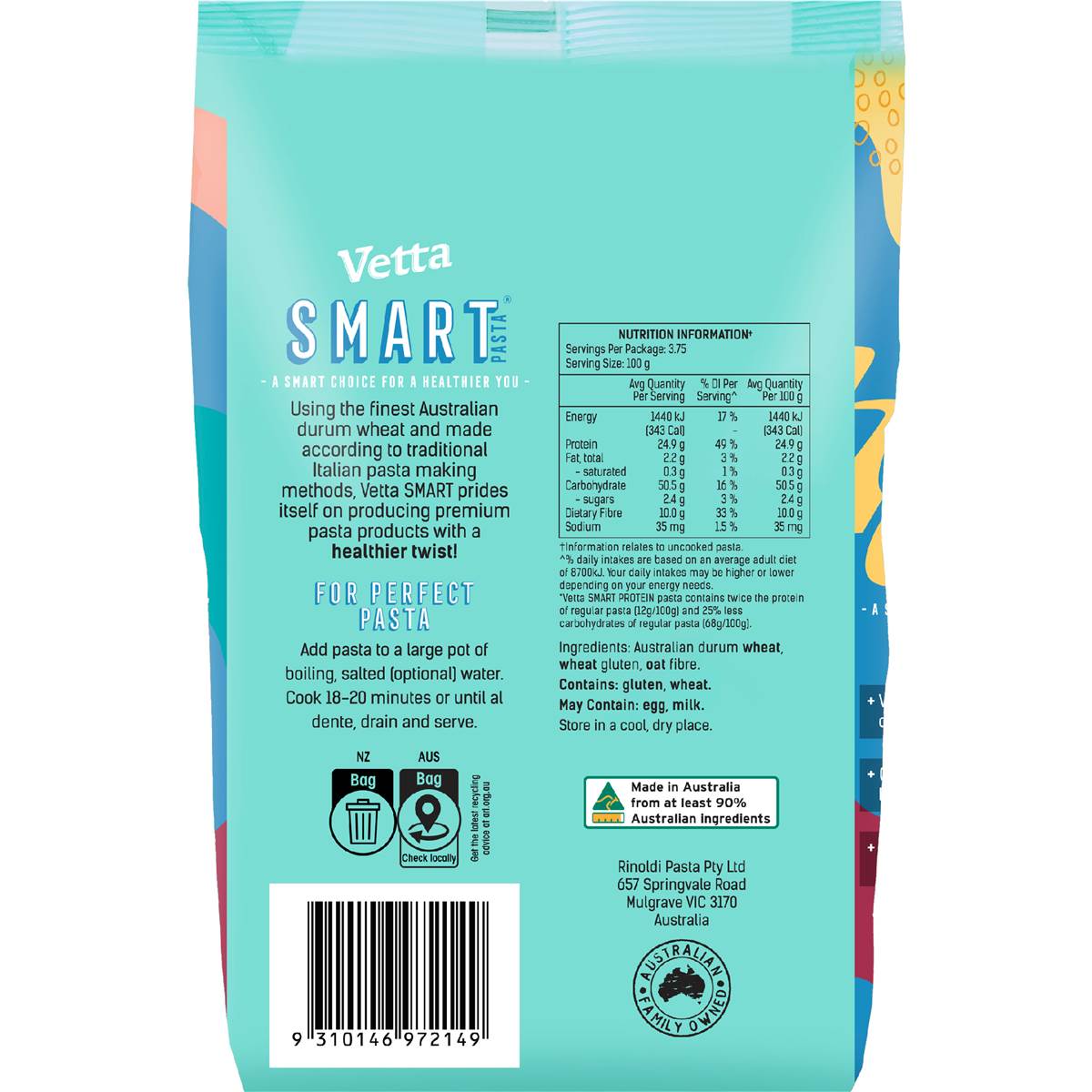 Vetta Smart Protein Spirals Pasta 375g Woolworths