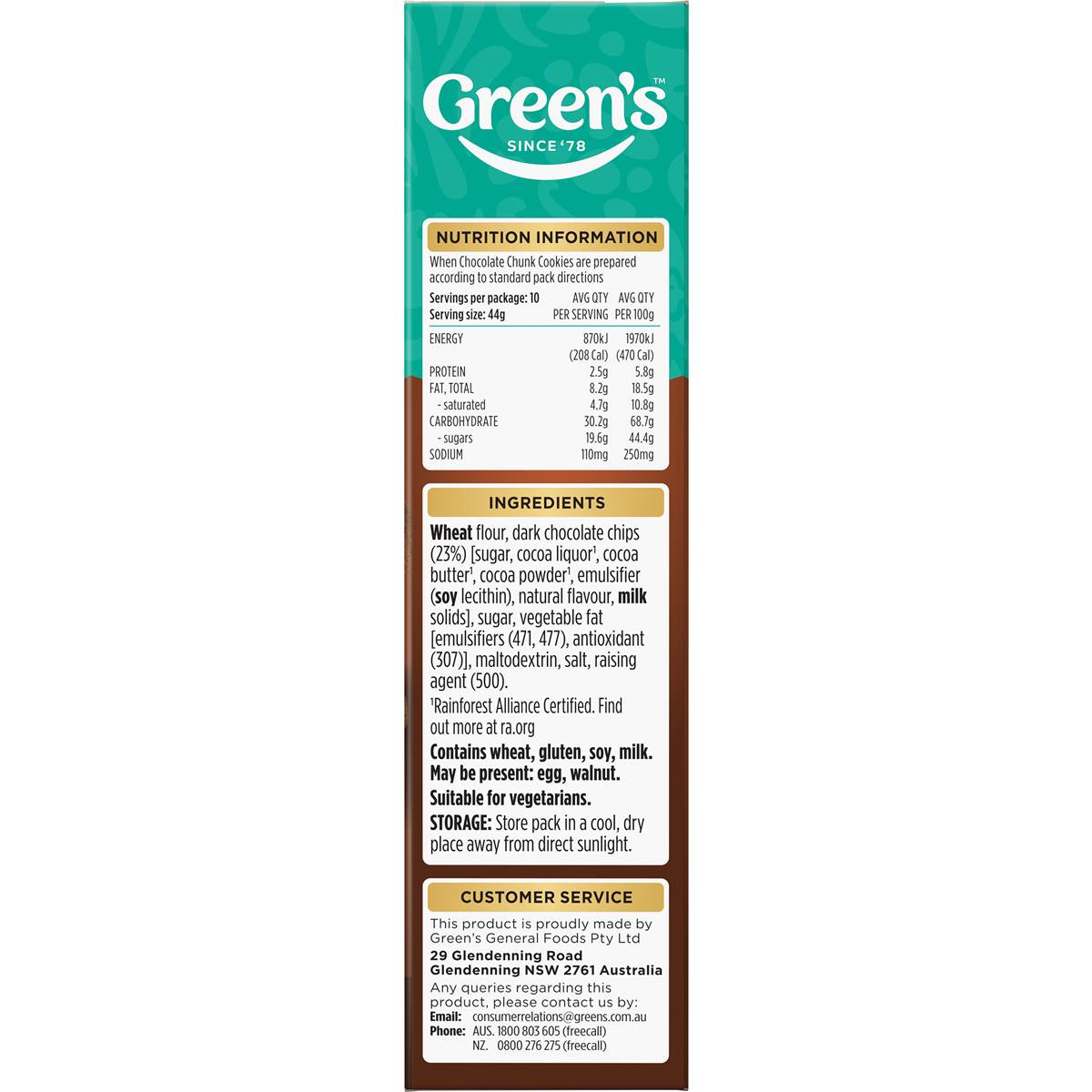 Green's Chocolate Chunk Cookies With Dark Chocolate Chips 400g | Woolworths