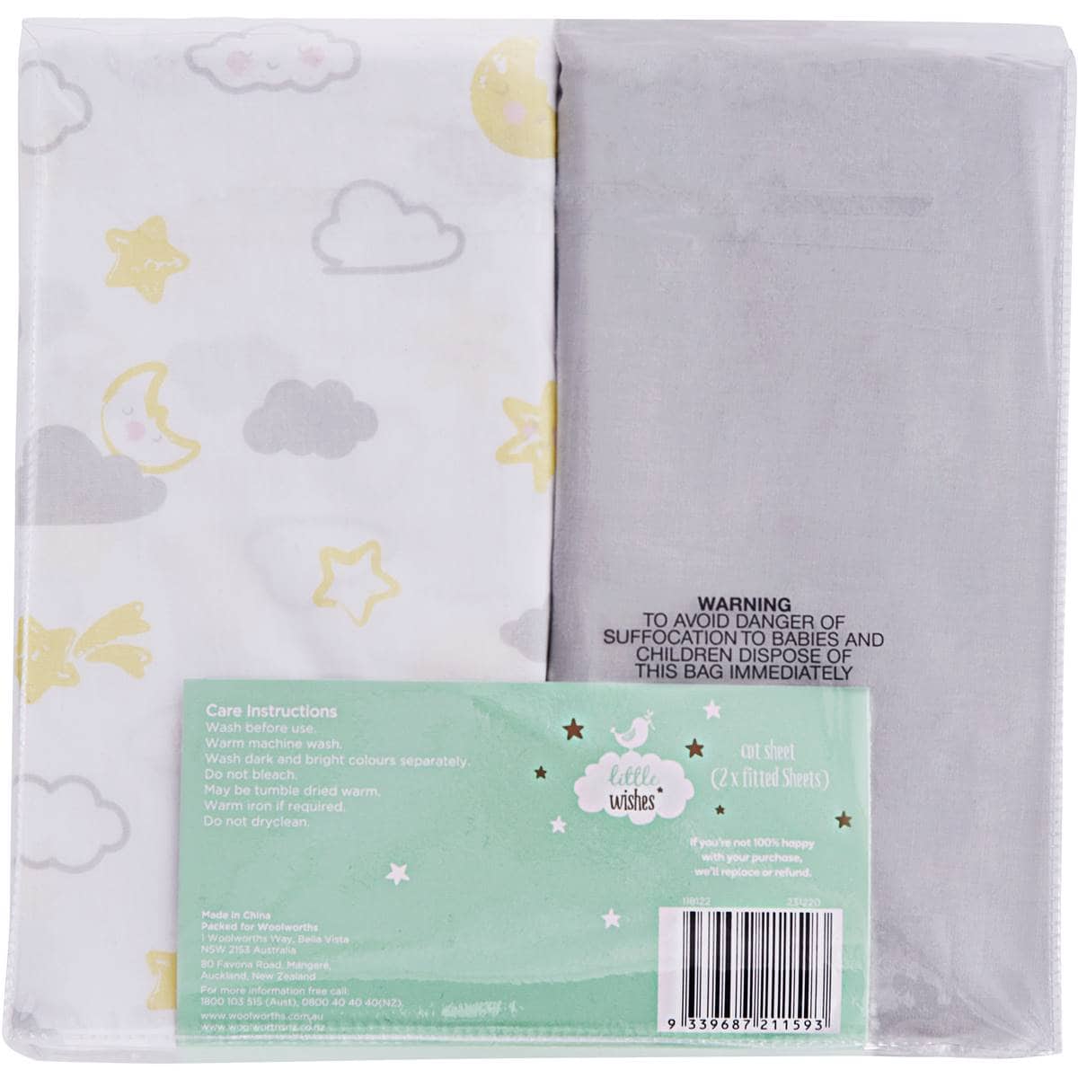 Little Wishes Fitted Cot Sheets 2 Pack Woolworths