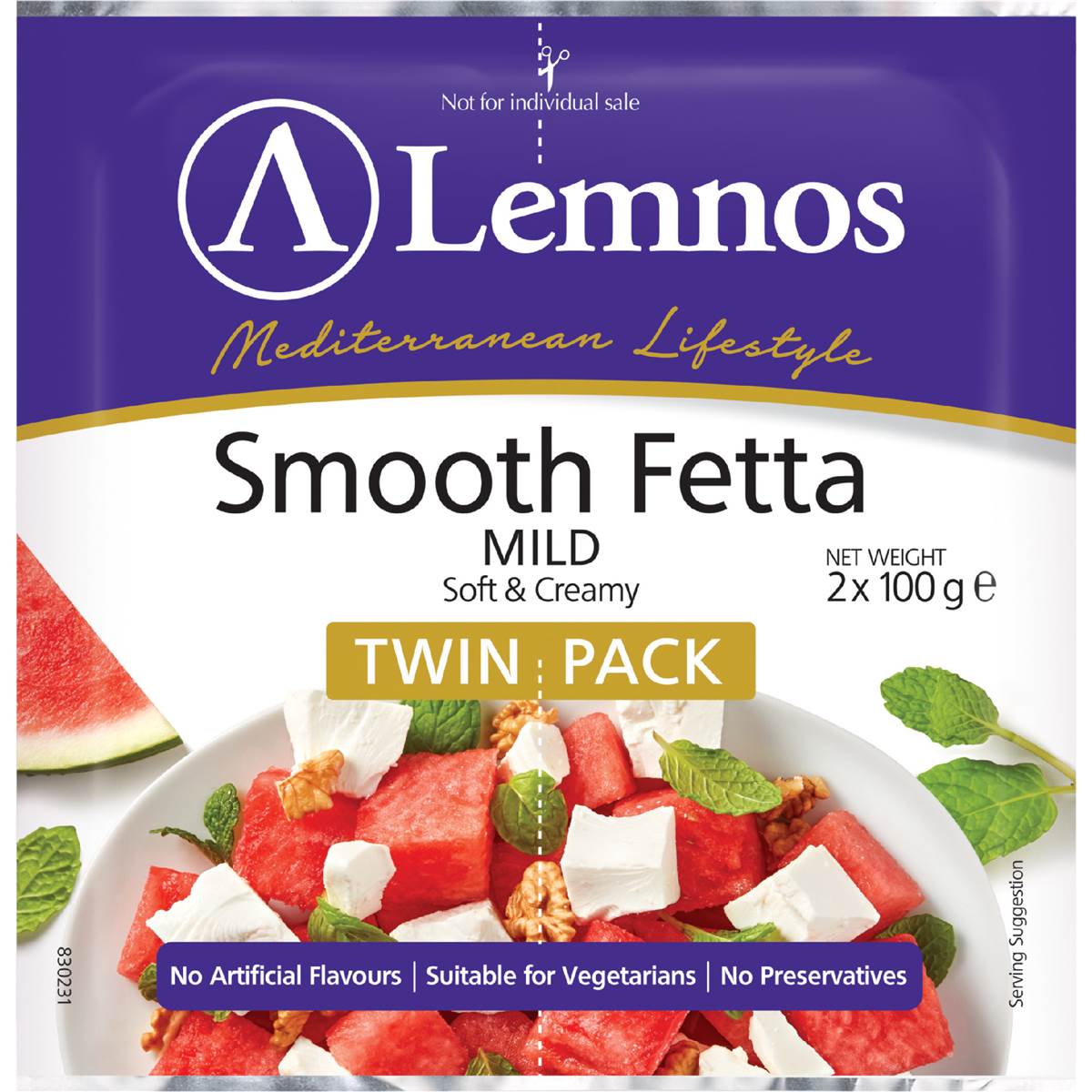 Lemnos Smooth Fetta Mild Twin 100g x 2 pack