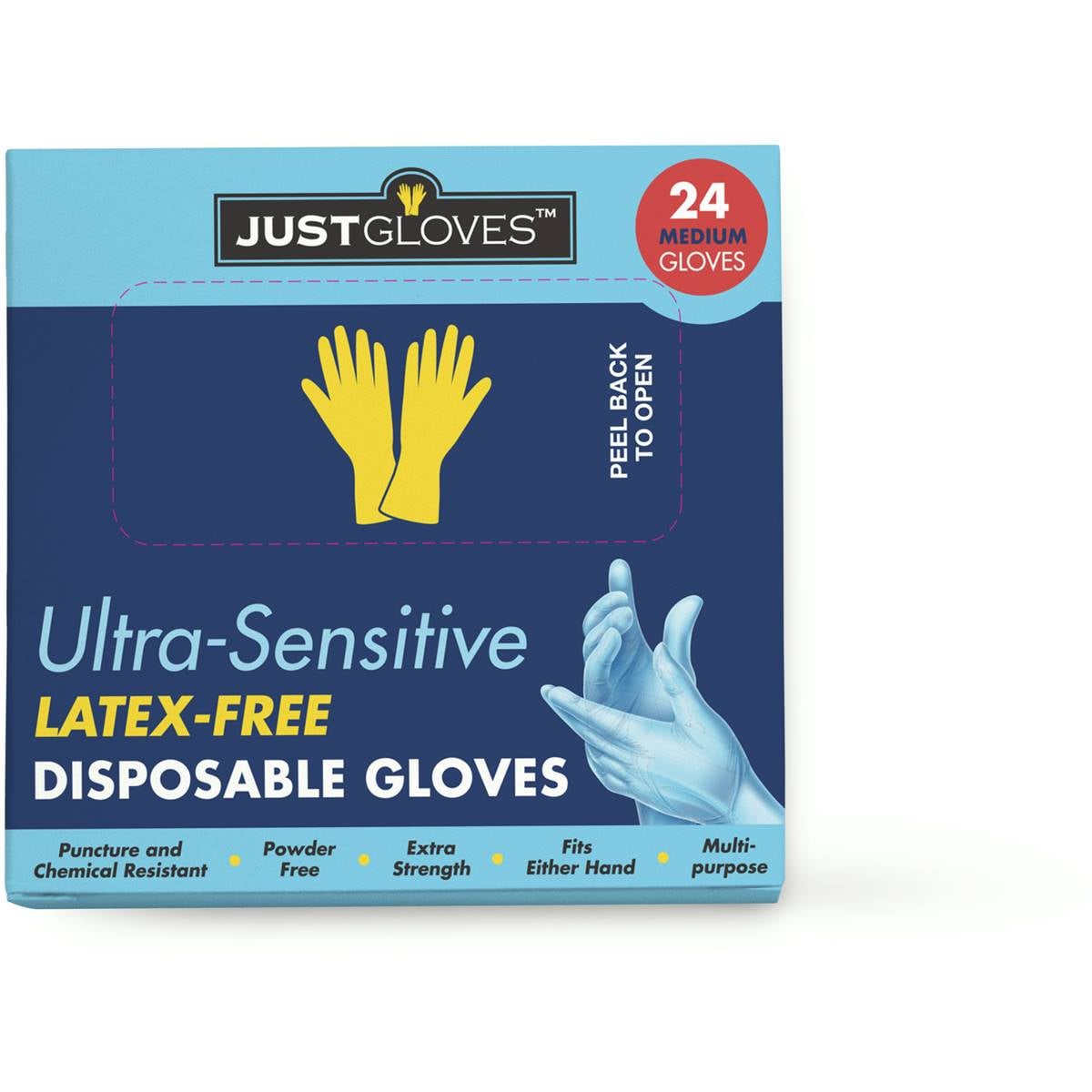 Just Gloves Ultra Sensitive Latex Free Disposable Gloves Medium 24 Pack