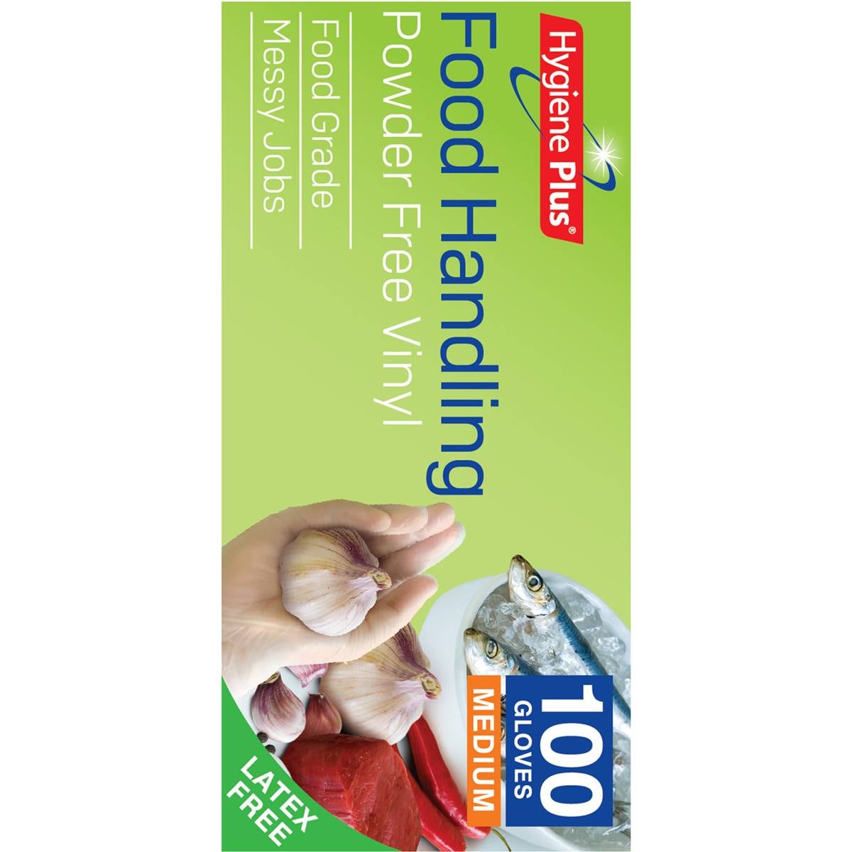Hygiene Plus Food Handling Powder Free Vinyl Gloves Medium 100 Pack