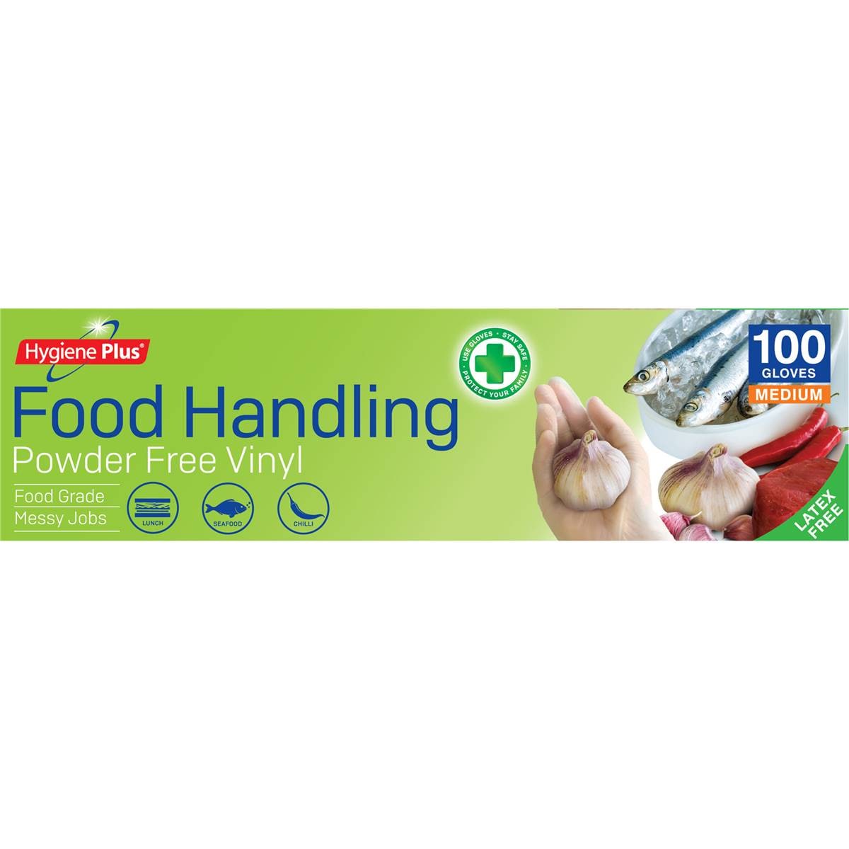 Hygiene Plus Food Handling Powder Free Vinyl Gloves Medium 100 Pack