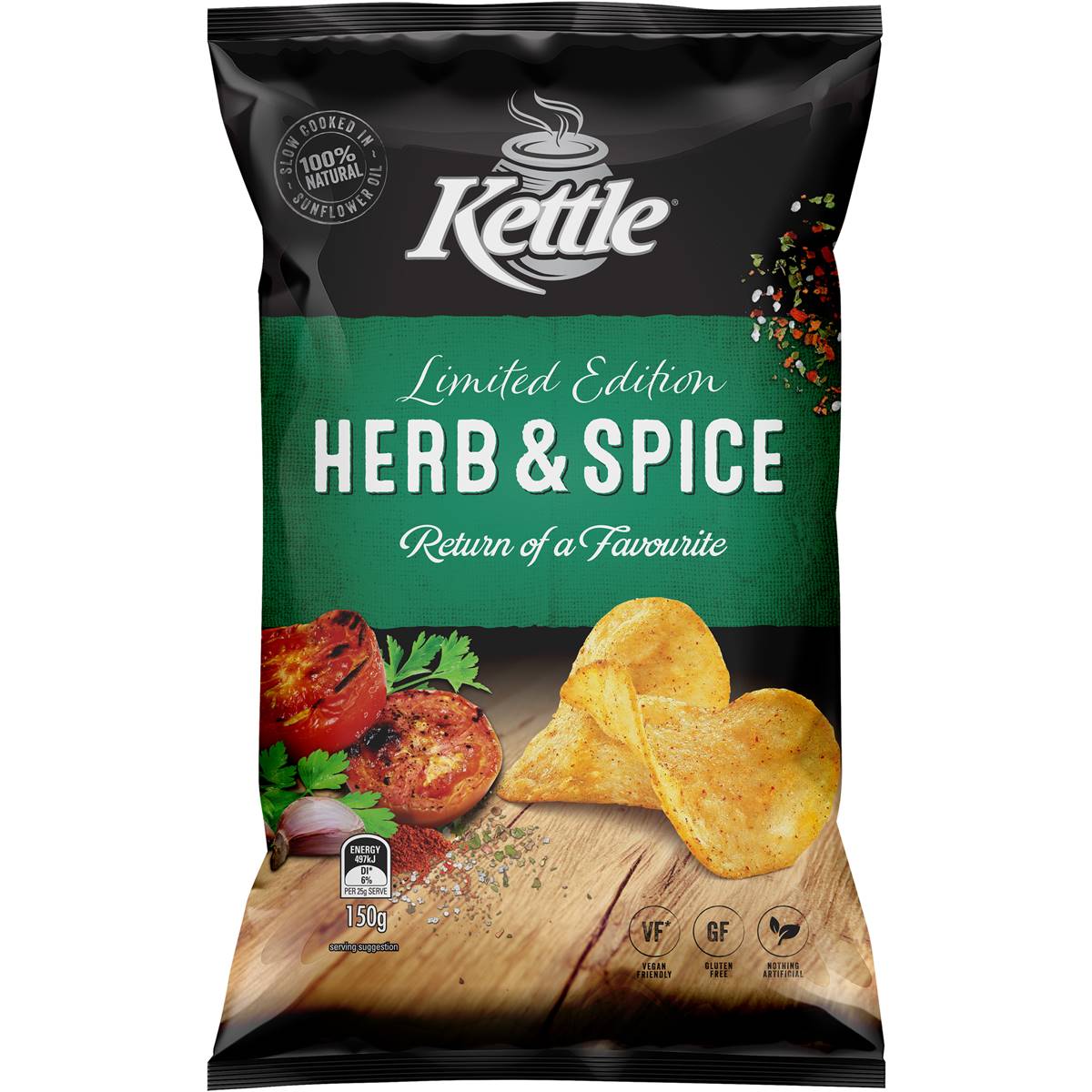 Kettle Herb & Spice Potato Chips 150g Woolworths