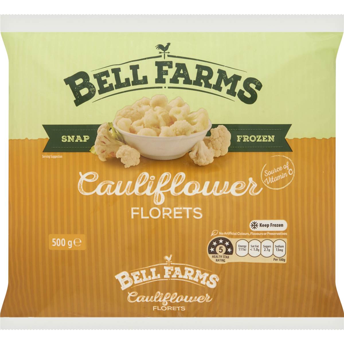 Bell Farms Snap Frozen Cauliflower Florets 500g Woolworths