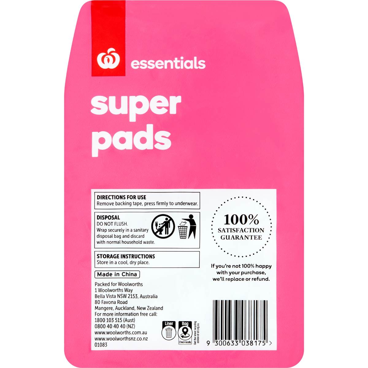 Essentials Pads Super 18 Pack Woolworths