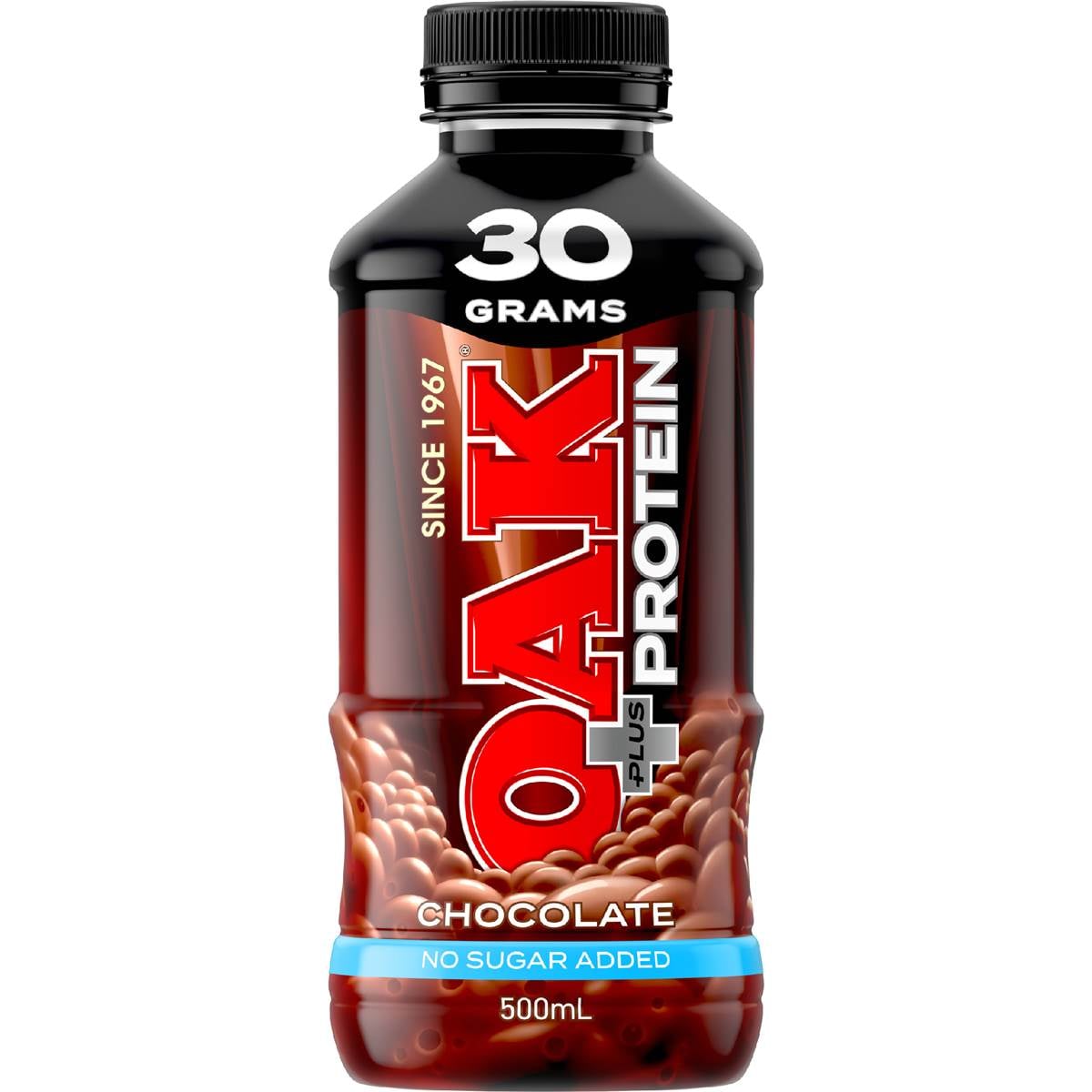 Oak Plus Chocolate Flavoured Milk No Added Sugar, 30g Protein 500ml