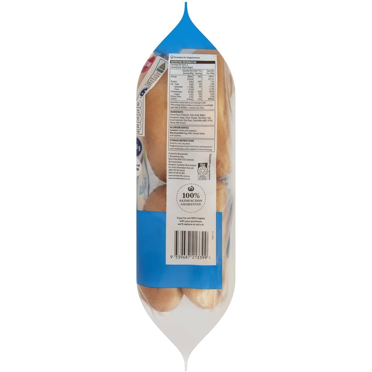 Woolworths Plain Bagels 4 Pack Woolworths